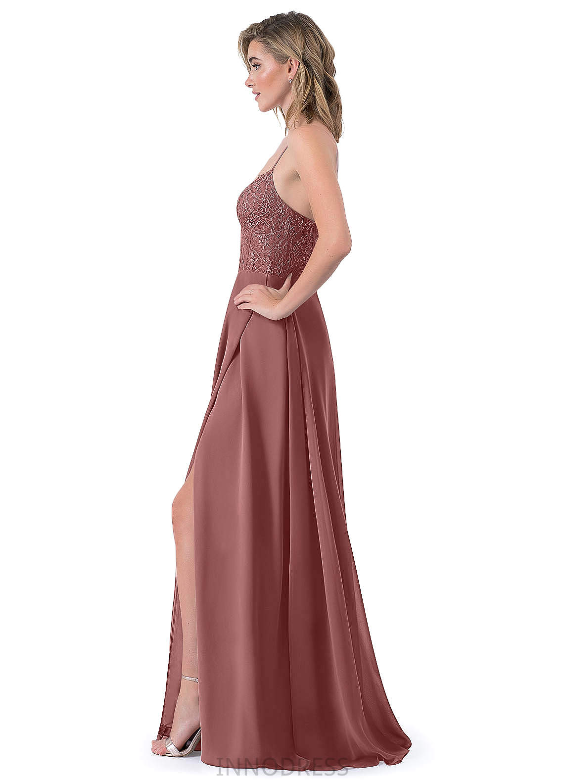 Kara Short Sleeves Floor Length Natural Waist A-Line/Princess V-Neck Bridesmaid Dresses