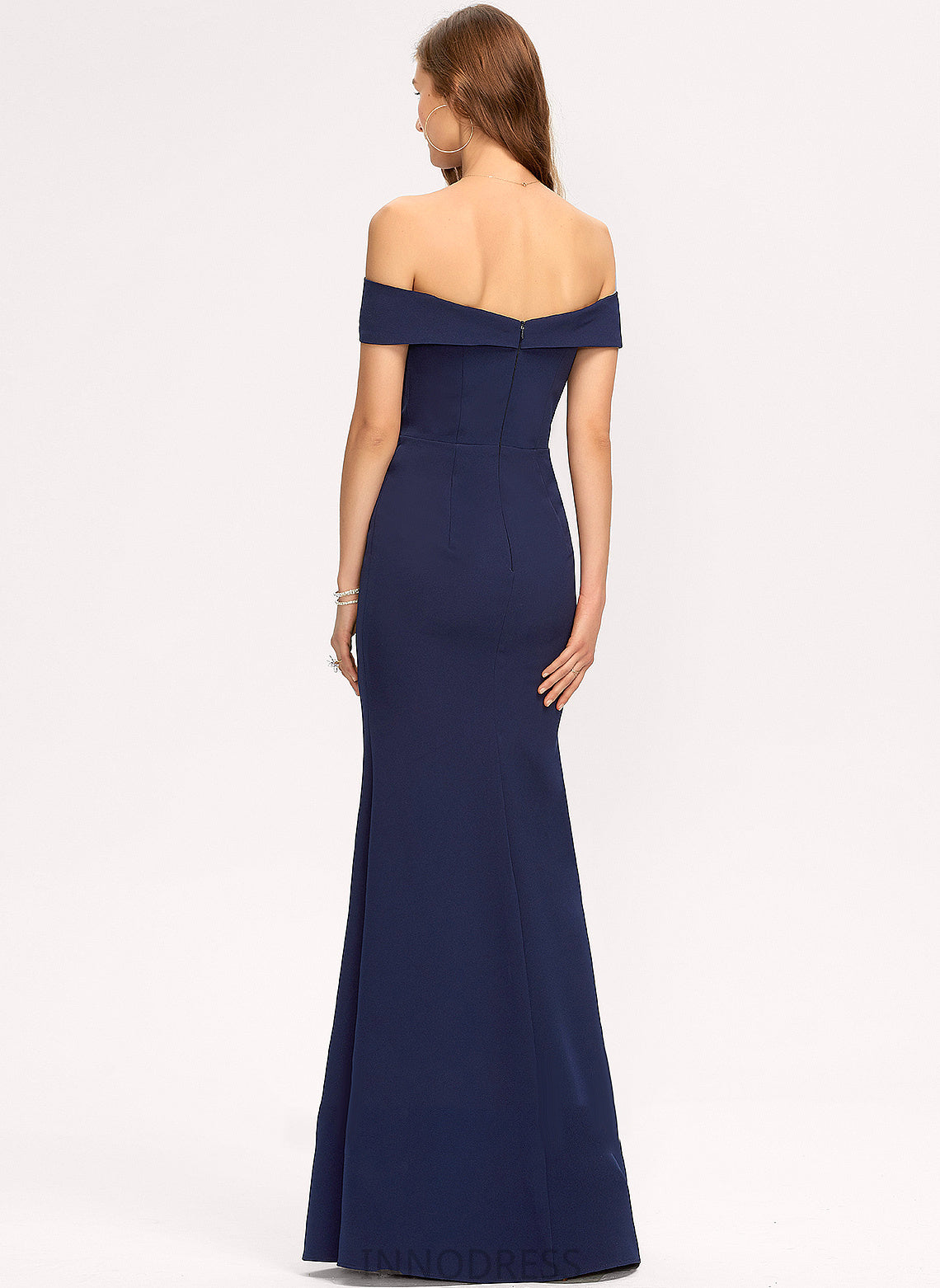 Neckline Fabric Length Straps&Sleeves StretchCrepe Floor-Length Silhouette Trumpet/Mermaid Off-the-Shoulder Chelsea Sleeveless Floor Length Bridesmaid Dresses