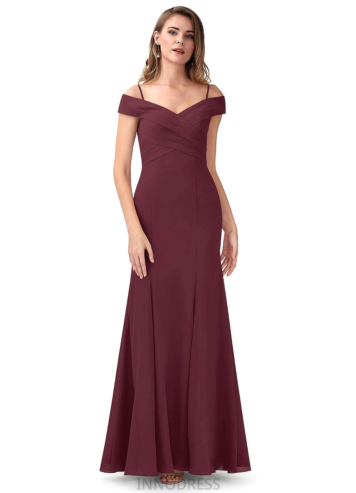 Dylan Sleeveless Floor Length Natural Waist A-Line/Princess Spaghetti Staps Bridesmaid Dresses