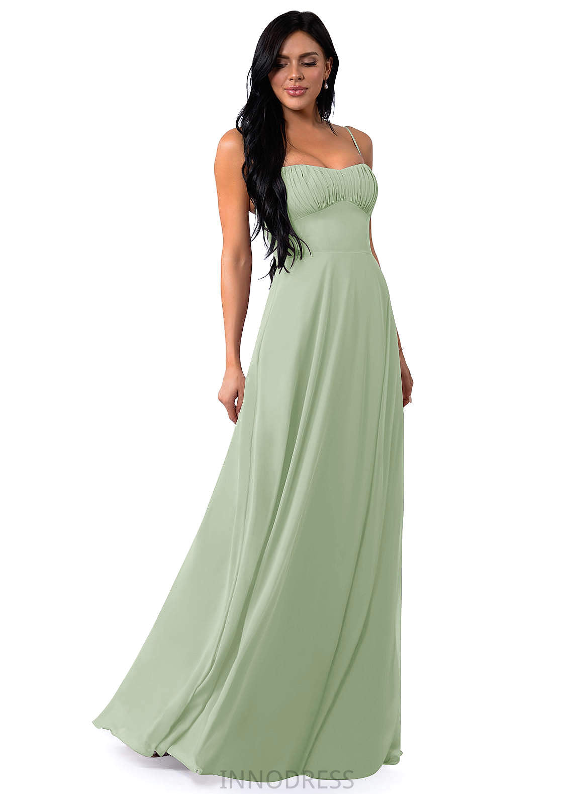 Taliyah Sheath/Column Satin Floor Length Sleeveless Natural Waist V-Neck Bridesmaid Dresses