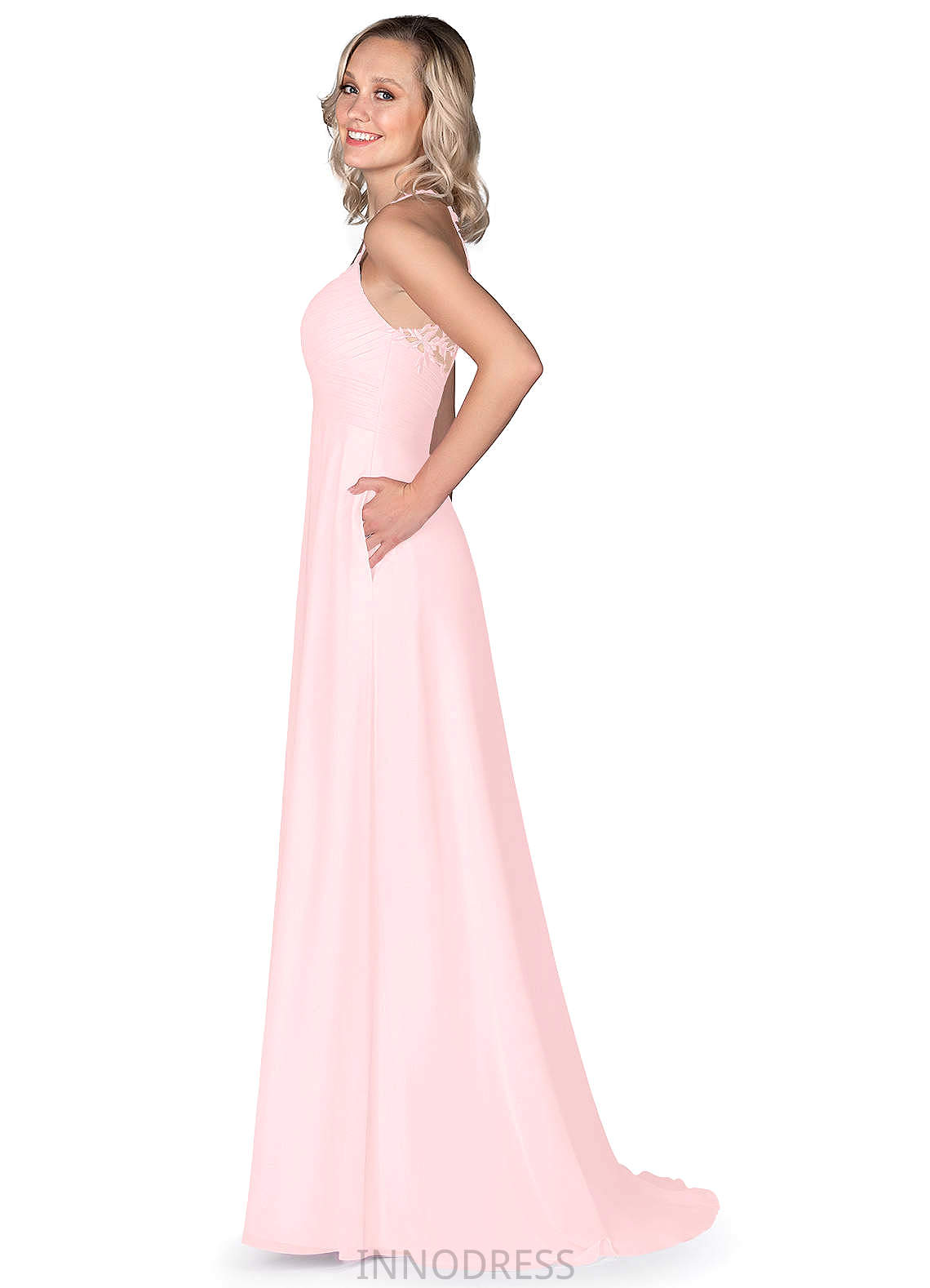 Abril Short Sleeves V-Neck Natural Waist Floor Length A-Line/Princess Bridesmaid Dresses