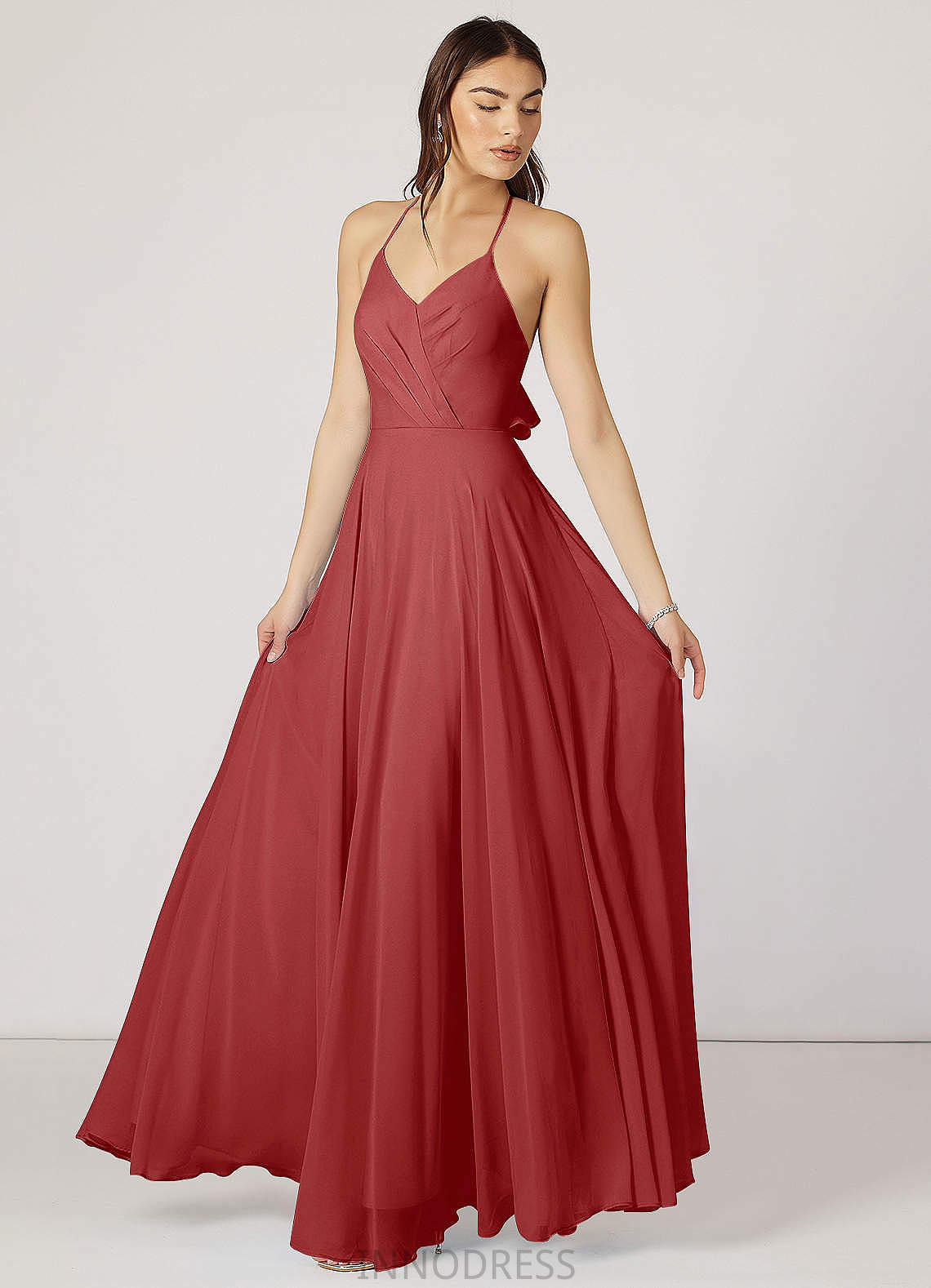 Annie Floor Length Sleeveless Natural Waist A-Line/Princess Straps Bridesmaid Dresses