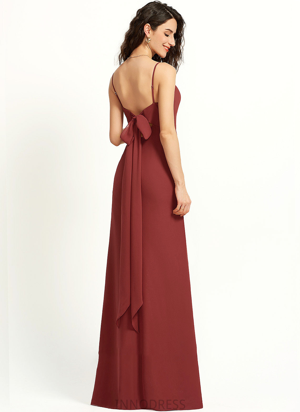 Split Neckline Sheath/Column Floor-Length Jamie With Prom Dresses Front Square