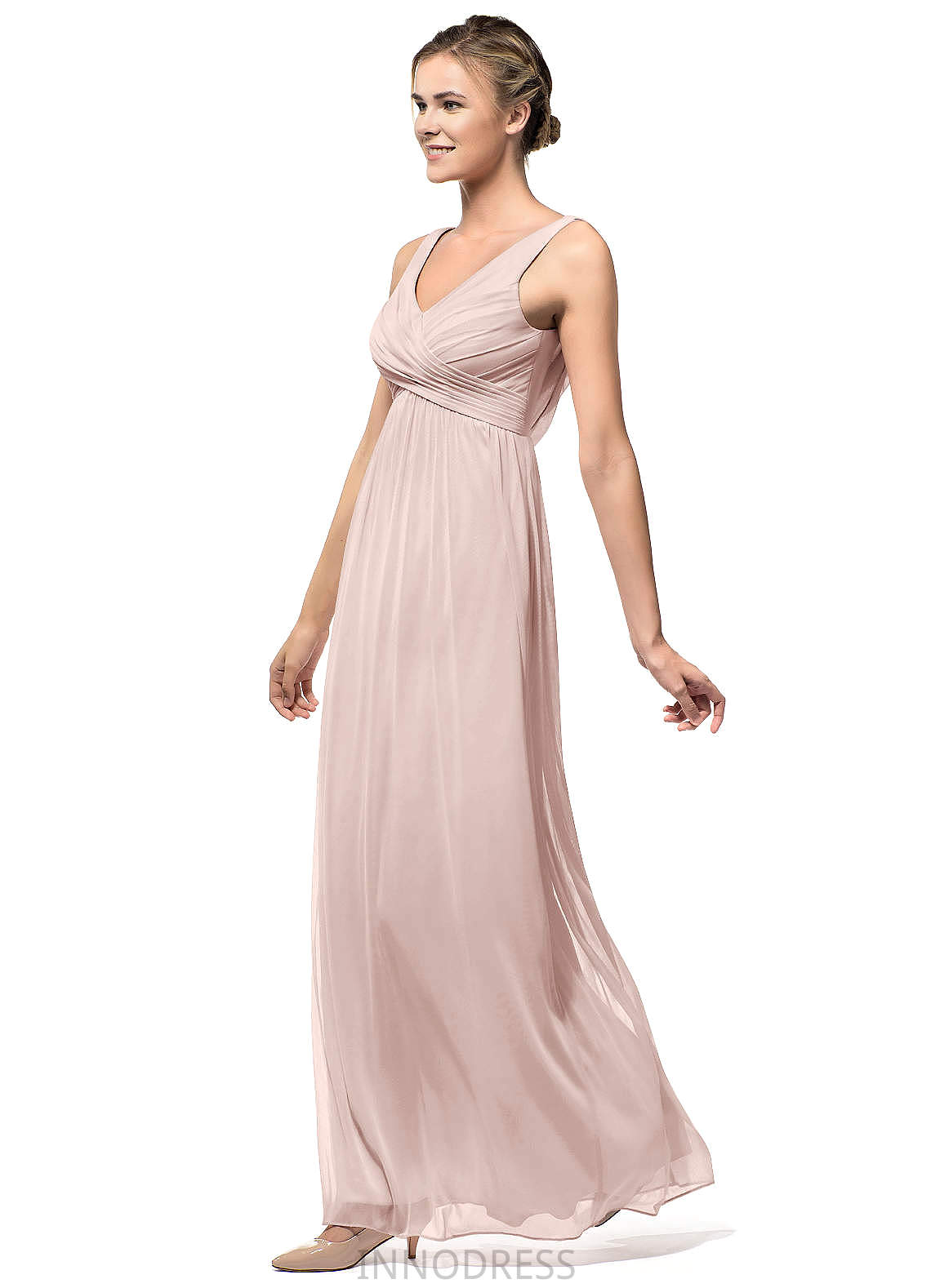 Raelynn Floor Length V-Neck Natural Waist Sleeveless A-Line/Princess Bridesmaid Dresses