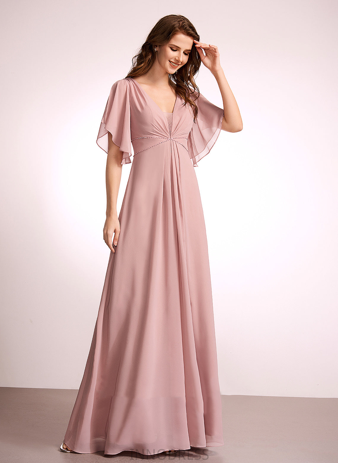 Fabric Neckline Silhouette Length A-Line Floor-Length V-neck Straps Gabriela A-Line/Princess Floor Length Natural Waist Bridesmaid Dresses