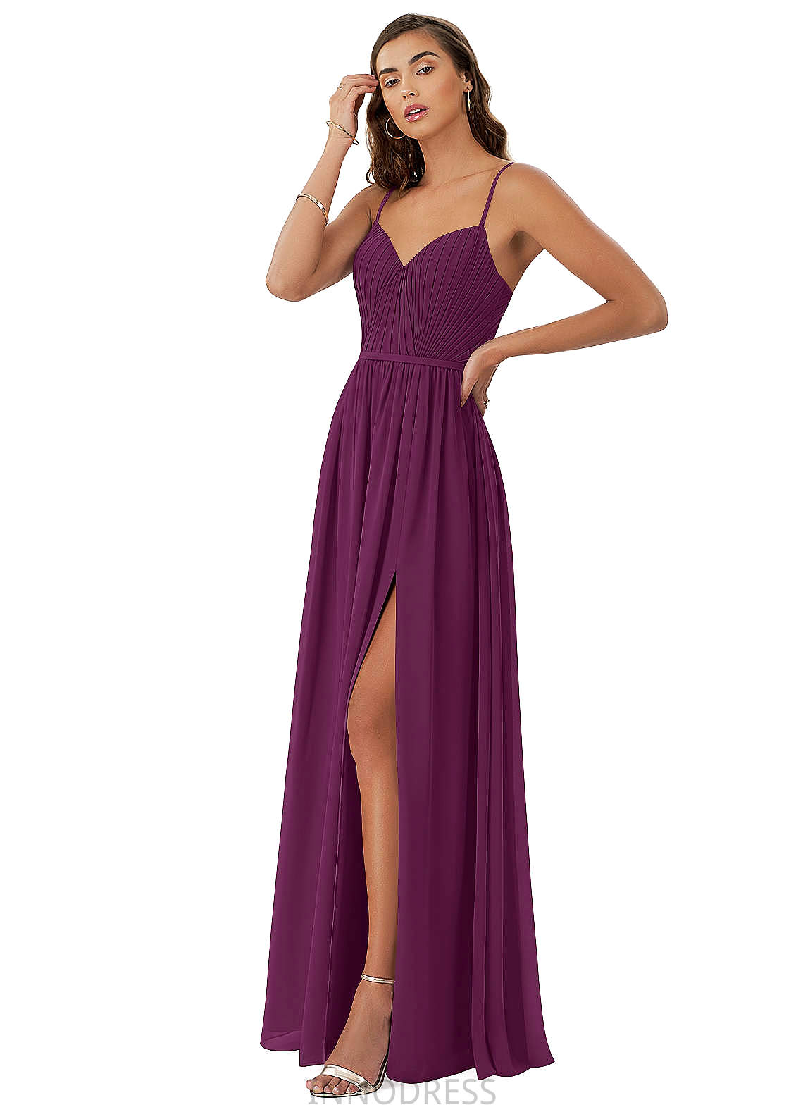 Selena A-Line/Princess Natural Waist Floor Length One Shoulder Sleeveless Bridesmaid Dresses