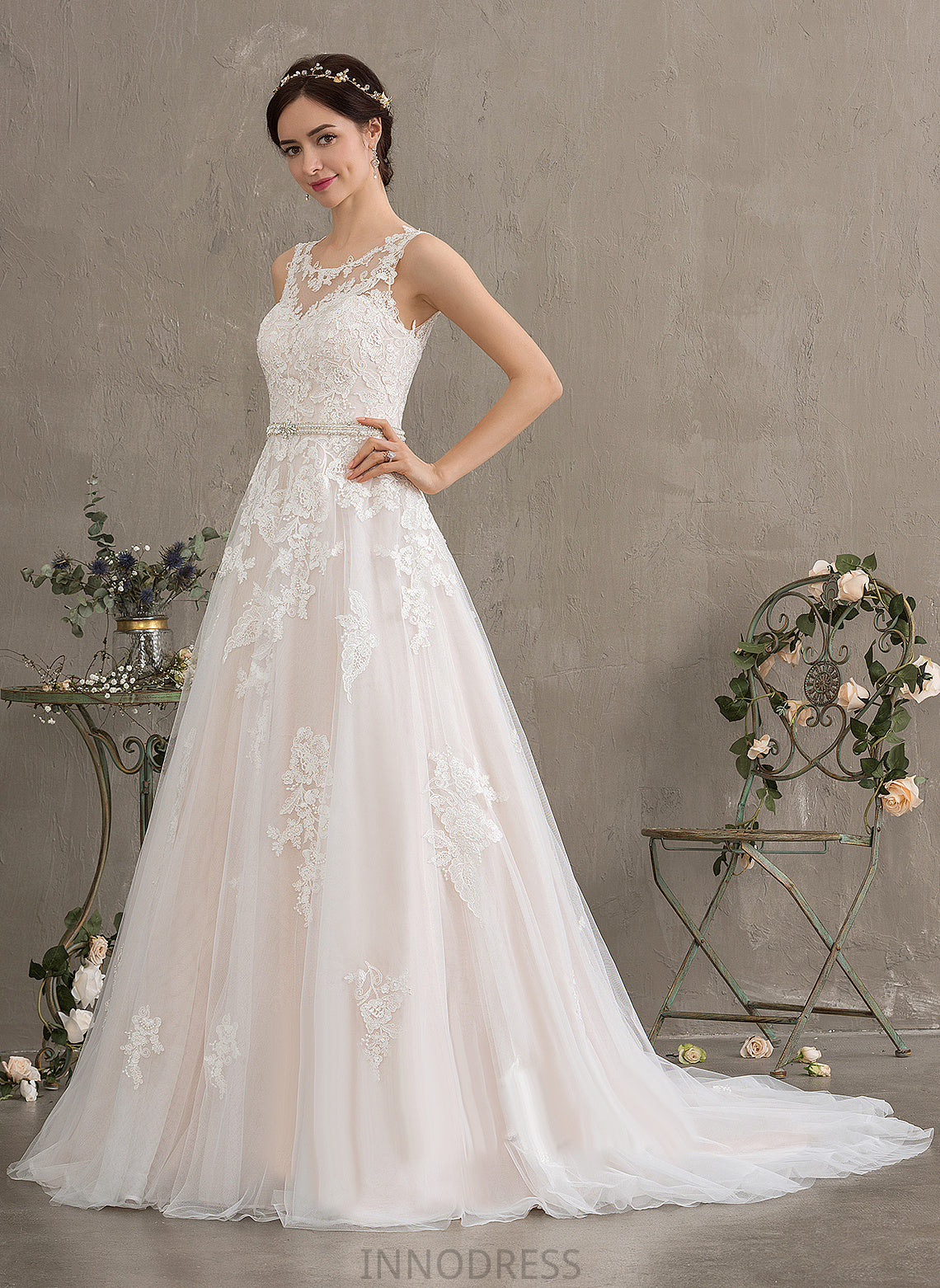 Dress Train Scoop Juliana With Sequins Neck Court Tulle Wedding Dresses Ball-Gown/Princess Wedding Beading Lace