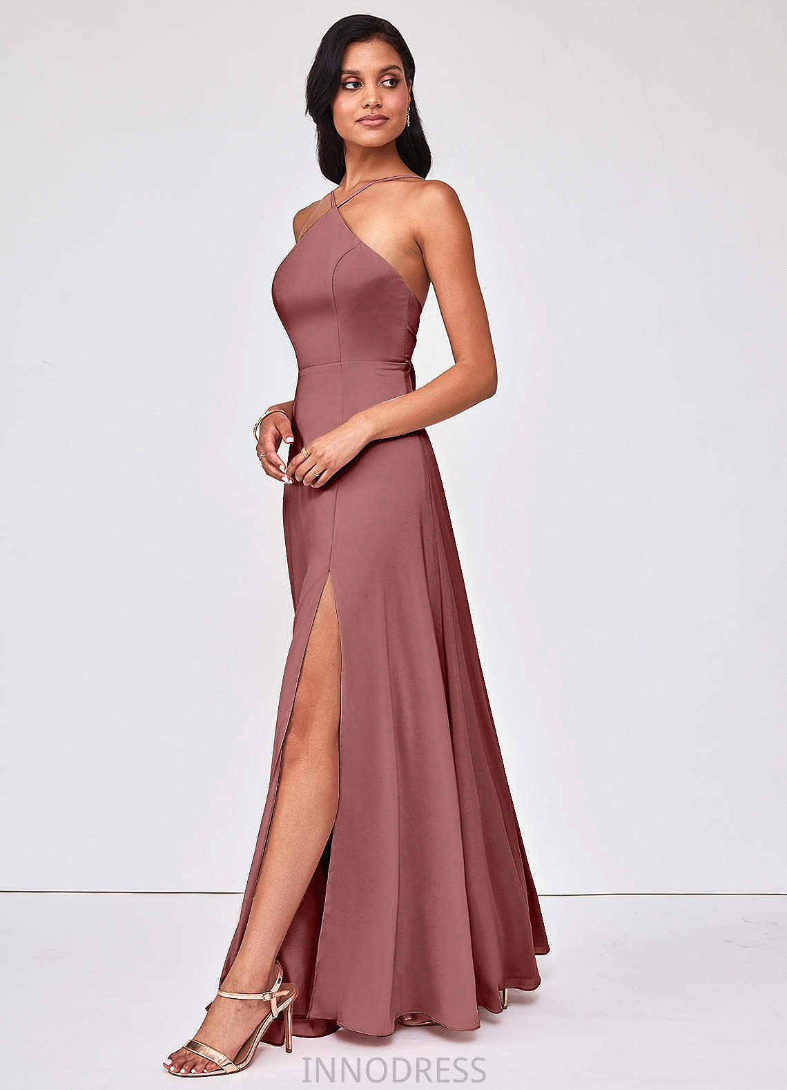 Lilah Sleeveless Trumpet/Mermaid Satin Natural Waist Floor Length Straps Bridesmaid Dresses