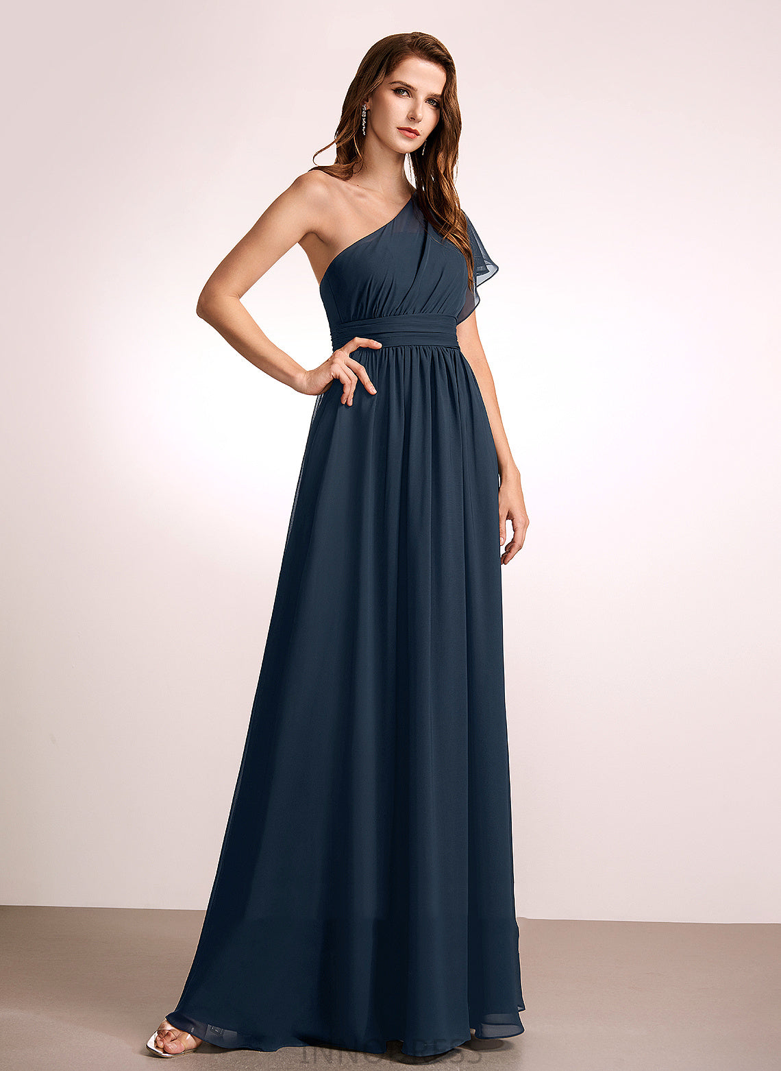 Silhouette Neckline A-Line Fabric Embellishment Ruffle Floor-Length Length One-Shoulder Selah Sleeveless Trumpet/Mermaid Bridesmaid Dresses