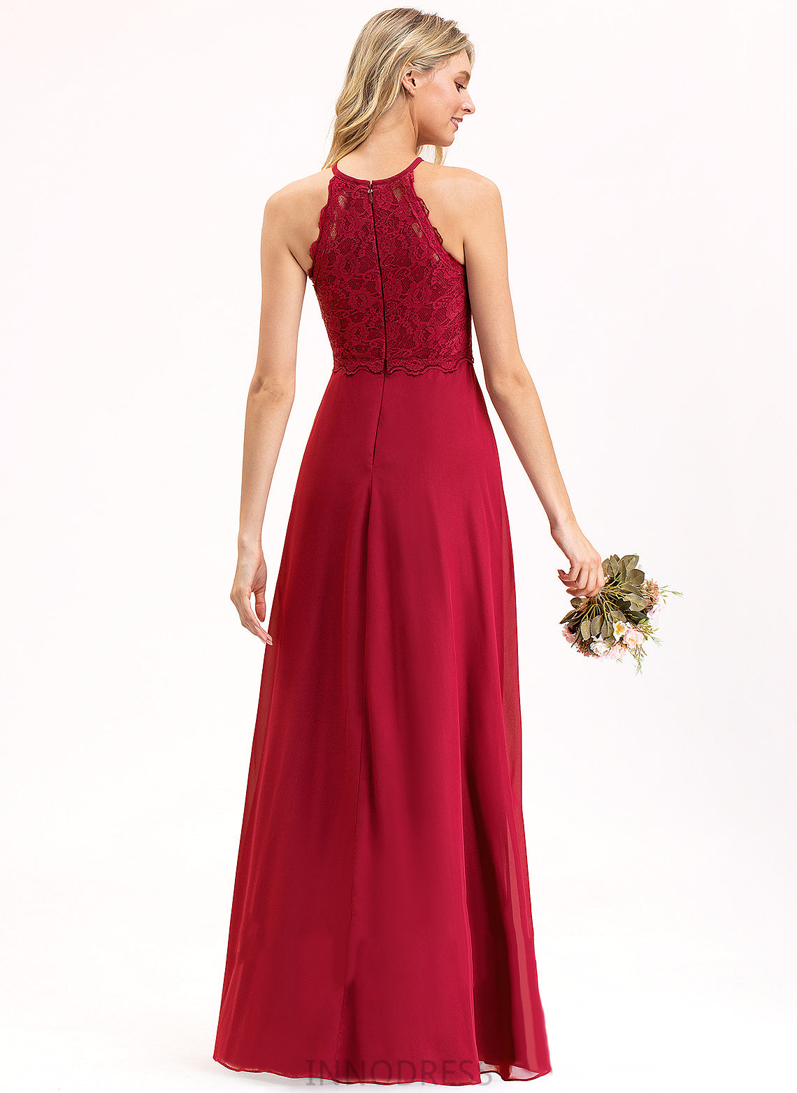 Lace A-Line Neckline Fabric Floor-Length Scoop Silhouette Straps&Sleeves Length Philippa Spaghetti Staps Floor Length Bridesmaid Dresses