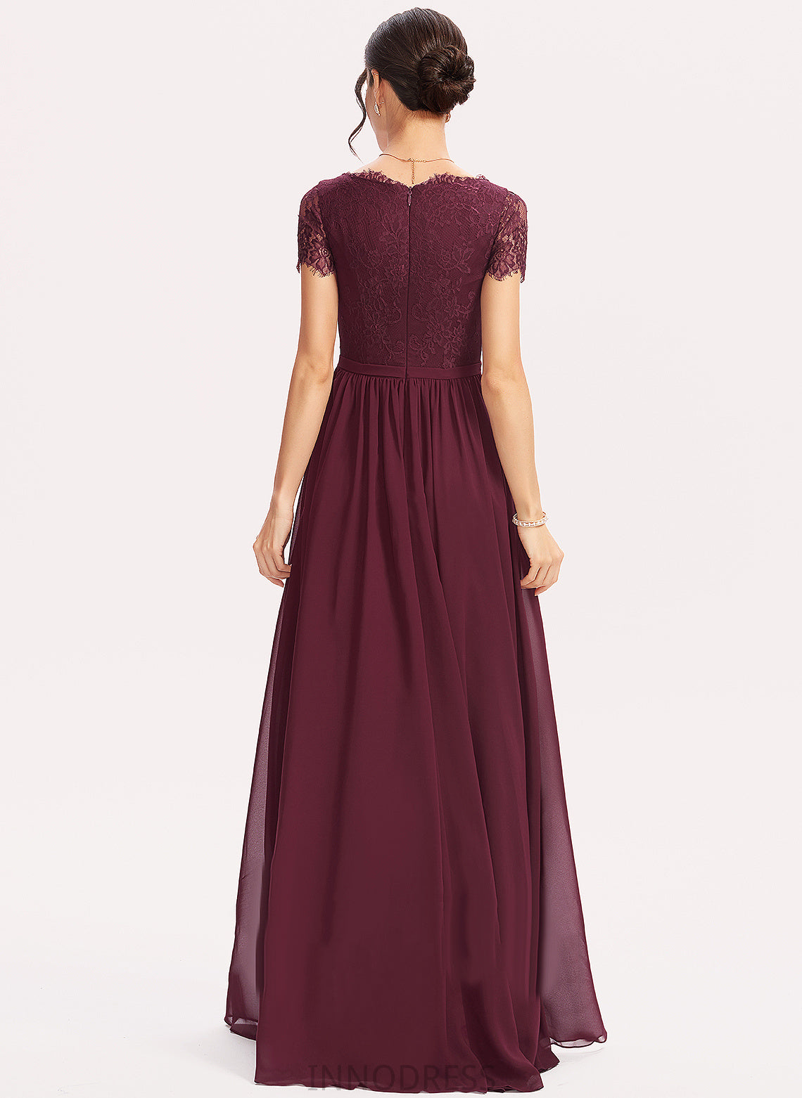 Lace Floor-Length Neckline Embellishment Silhouette Fabric V-neck Length A-Line Elle Floor Length Sleeveless Bridesmaid Dresses