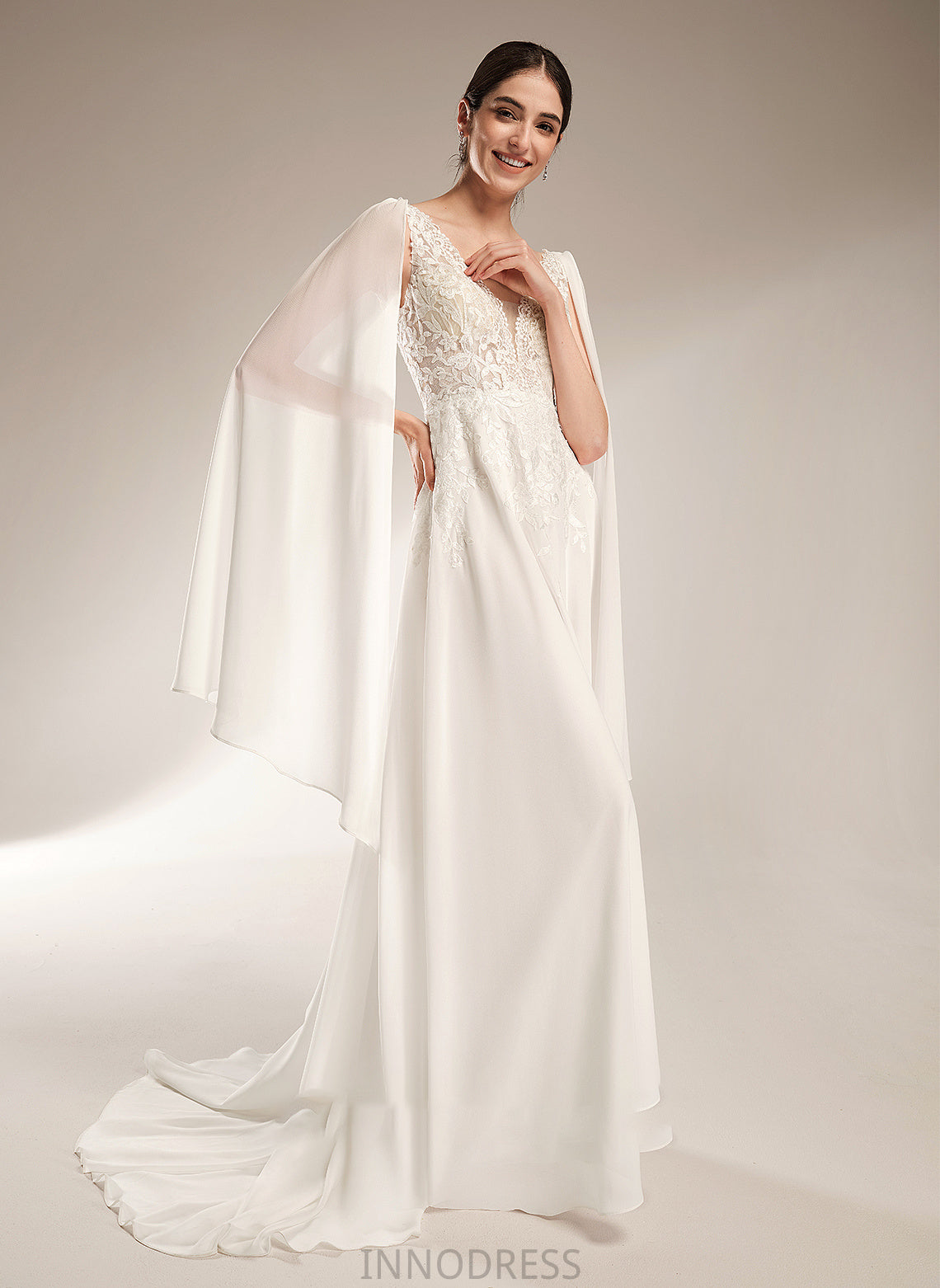 V-neck Shania Dress Wedding Dresses A-Line Train With Sequins Court Wedding