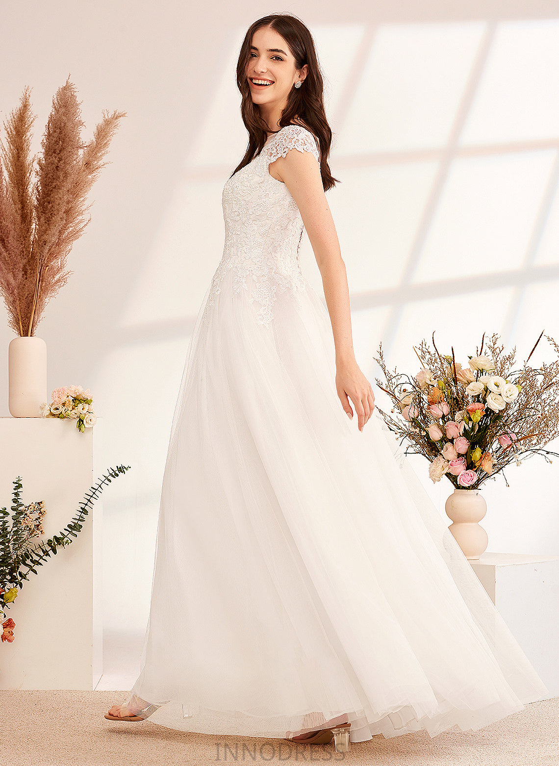 Samantha Wedding Ball-Gown/Princess With Floor-Length Dress Wedding Dresses Lace Illusion