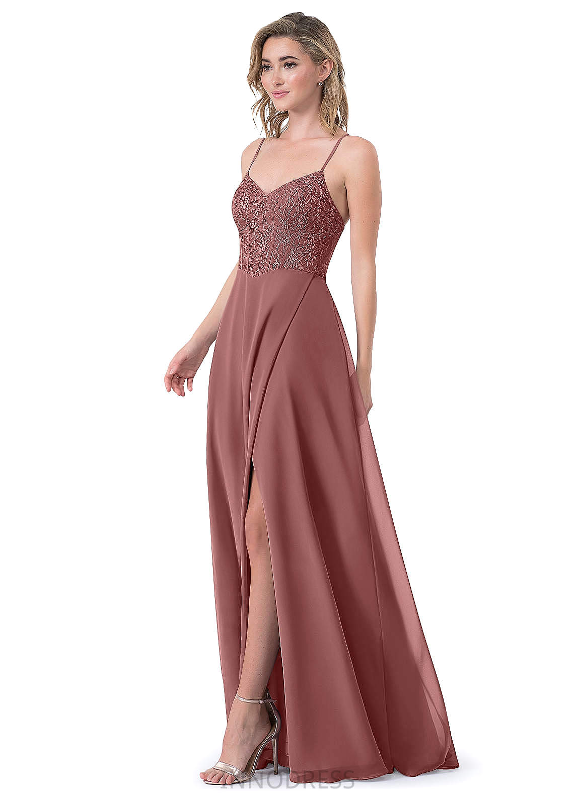 Kara Short Sleeves Floor Length Natural Waist A-Line/Princess V-Neck Bridesmaid Dresses