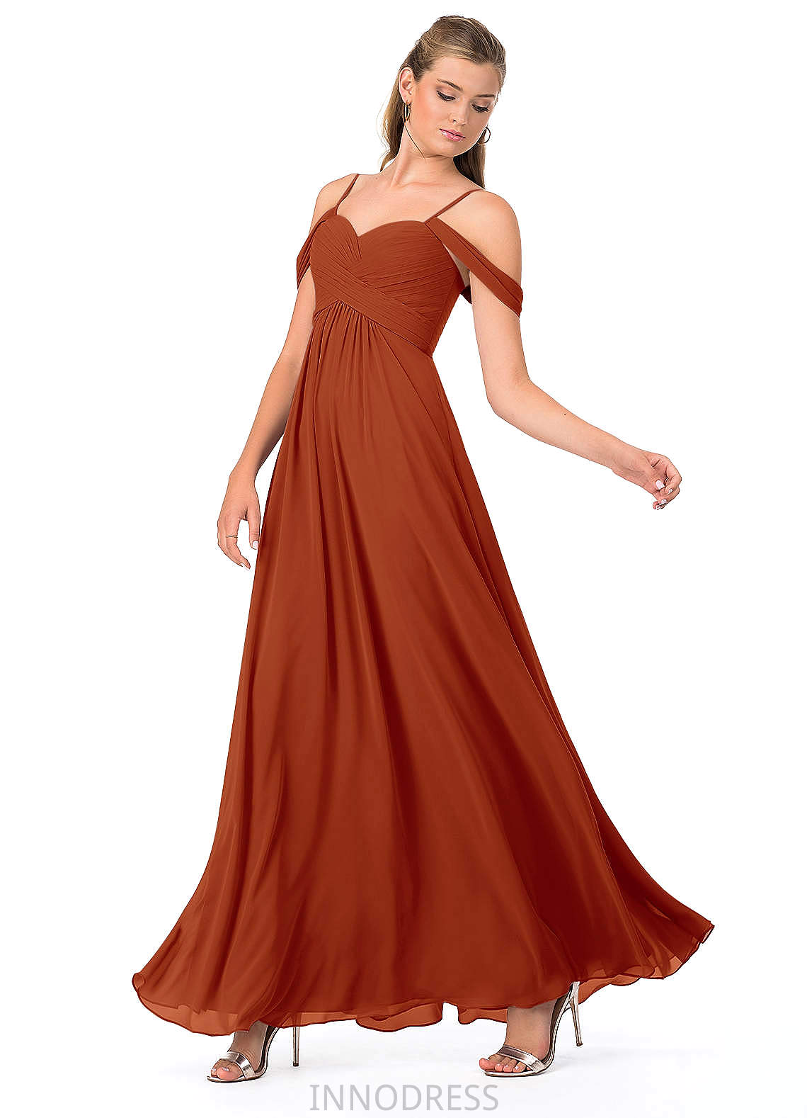 Mabel Natural Waist Sleeveless A-Line/Princess Floor Length Spaghetti Staps Bridesmaid Dresses