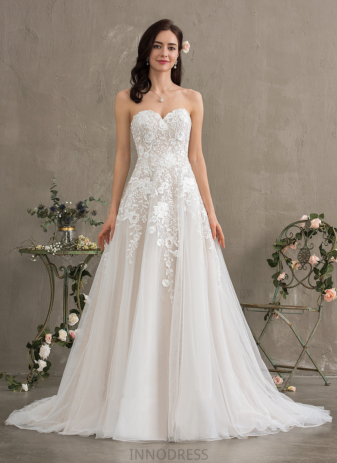 Wedding Dresses Train Kathryn Dress Tulle Wedding Lace Sweetheart Ball-Gown/Princess Court