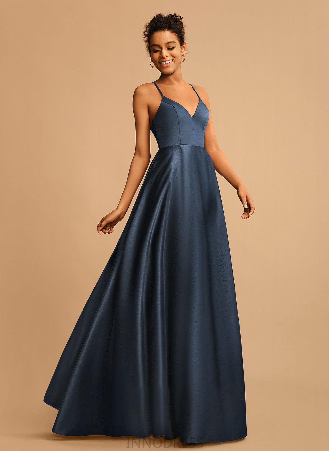 Satin Prom Dresses A-Line Amiyah Floor-Length V-neck