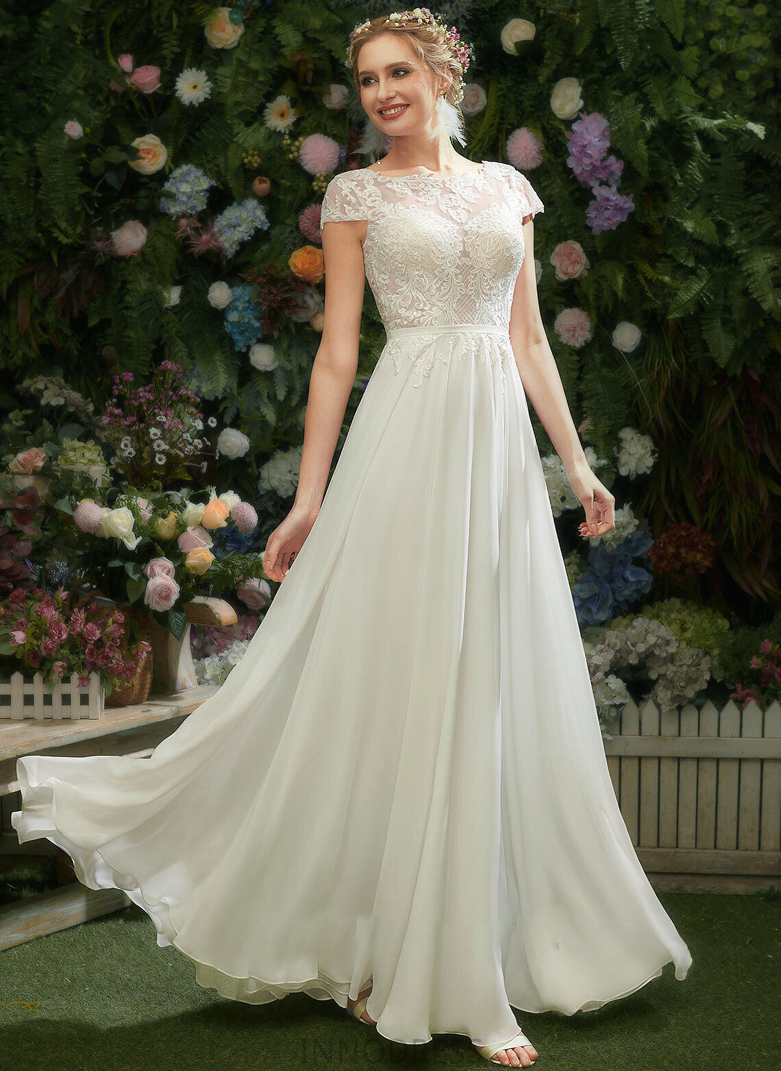 Wedding Dresses Dress Wedding Floor-Length With Illusion Madisyn Lace Sequins A-Line