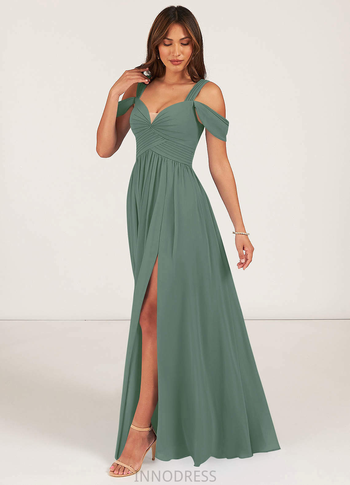 Anne Natural Waist Sleeveless Scoop Floor Length A-Line/Princess Bridesmaid Dresses