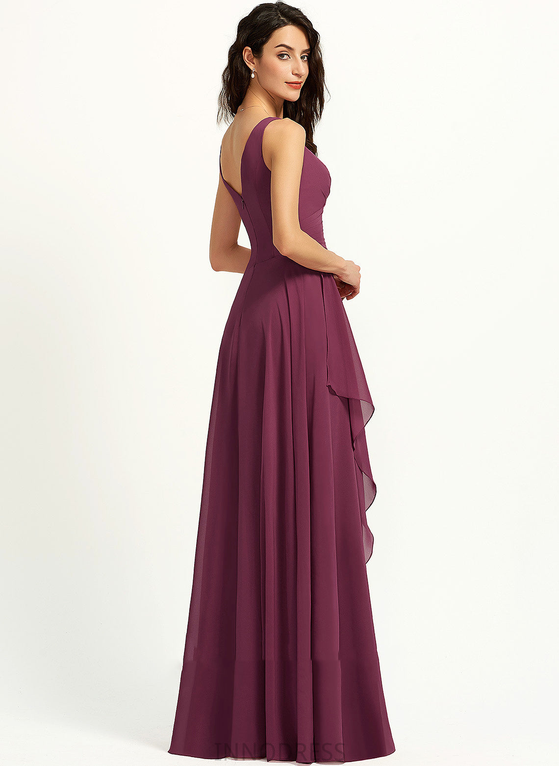 Embellishment Fabric Neckline Length SplitFront V-neck Silhouette A-Line Floor-Length Taylor Bridesmaid Dresses