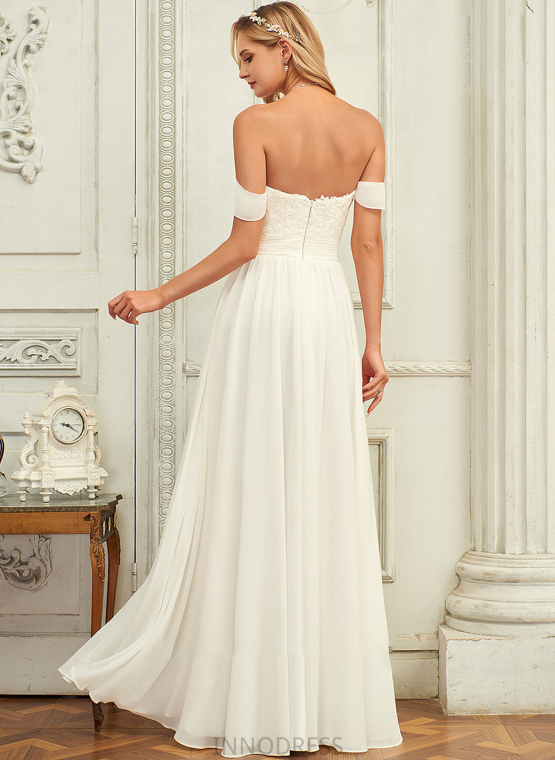 Dress Aliza Wedding Dresses A-Line Chiffon Wedding Off-the-Shoulder Lace Floor-Length