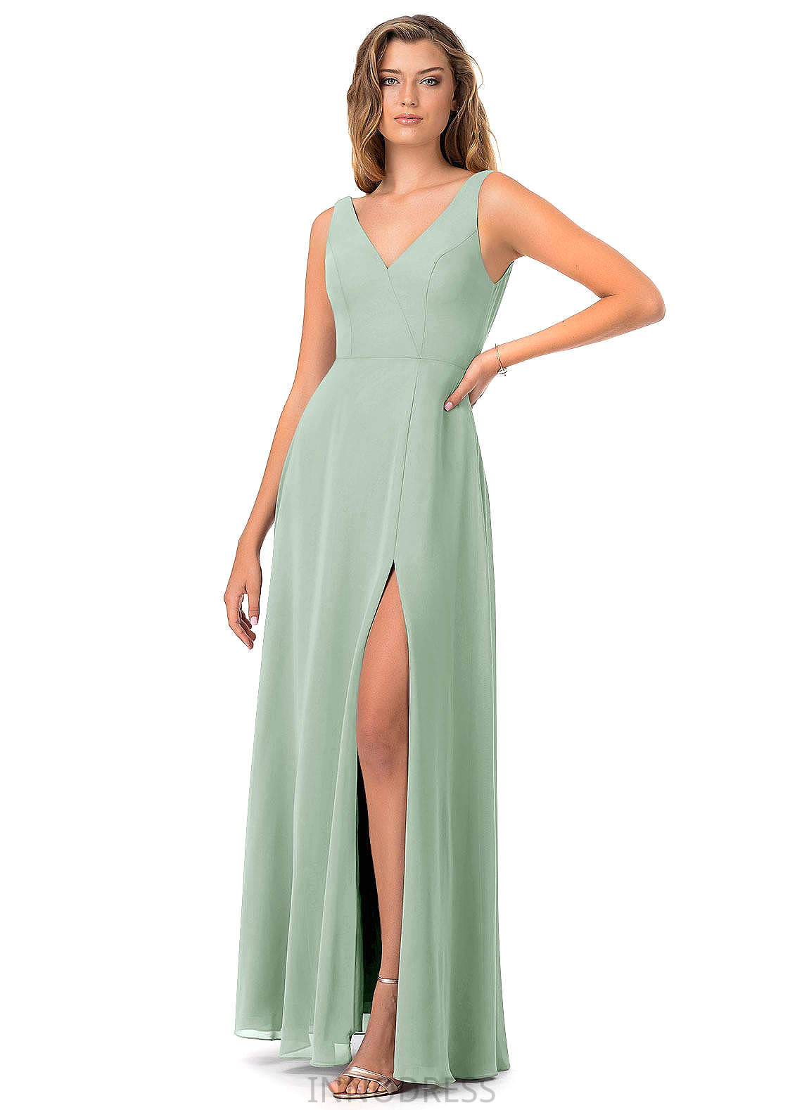 Emma Velvet A-Line/Princess Floor Length V-Neck Sleeveless Natural Waist Bridesmaid Dresses