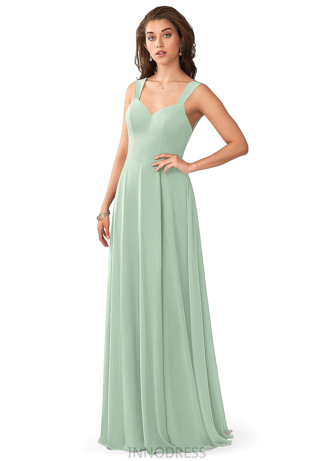 Jamie Floor Length Sleeveless V-Neck A-Line/Princess Natural Waist Bridesmaid Dresses