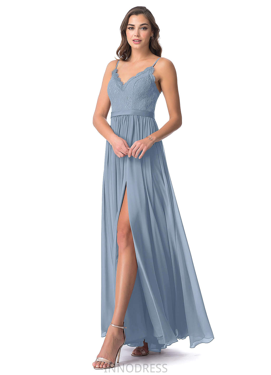 Alexandria V-Neck Sleeveless Floor Length A-Line/Princess Natural Waist Bridesmaid Dresses