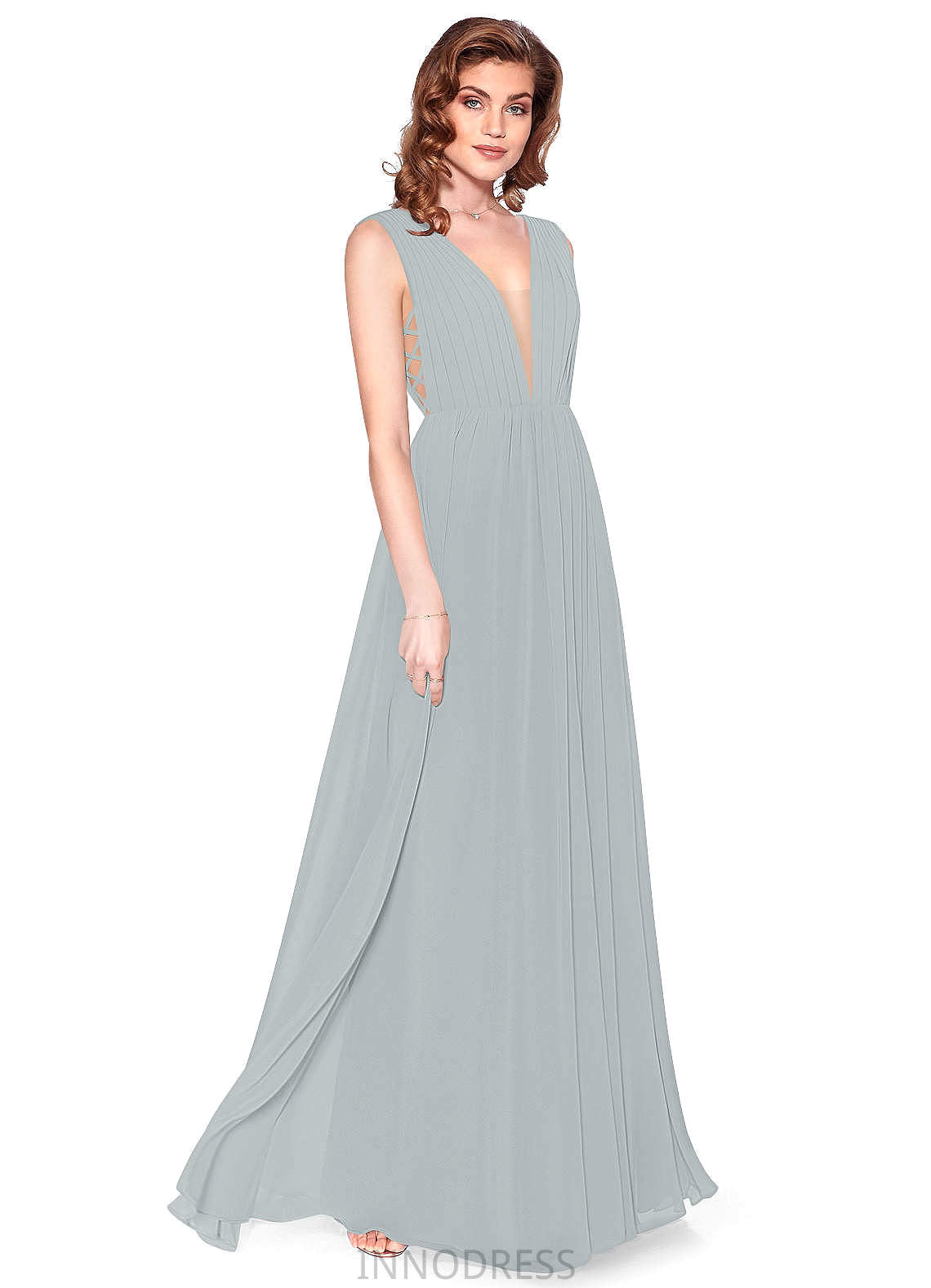 Jillian A-Line/Princess Floor Length Spaghetti Staps Natural Waist Sleeveless Bridesmaid Dresses