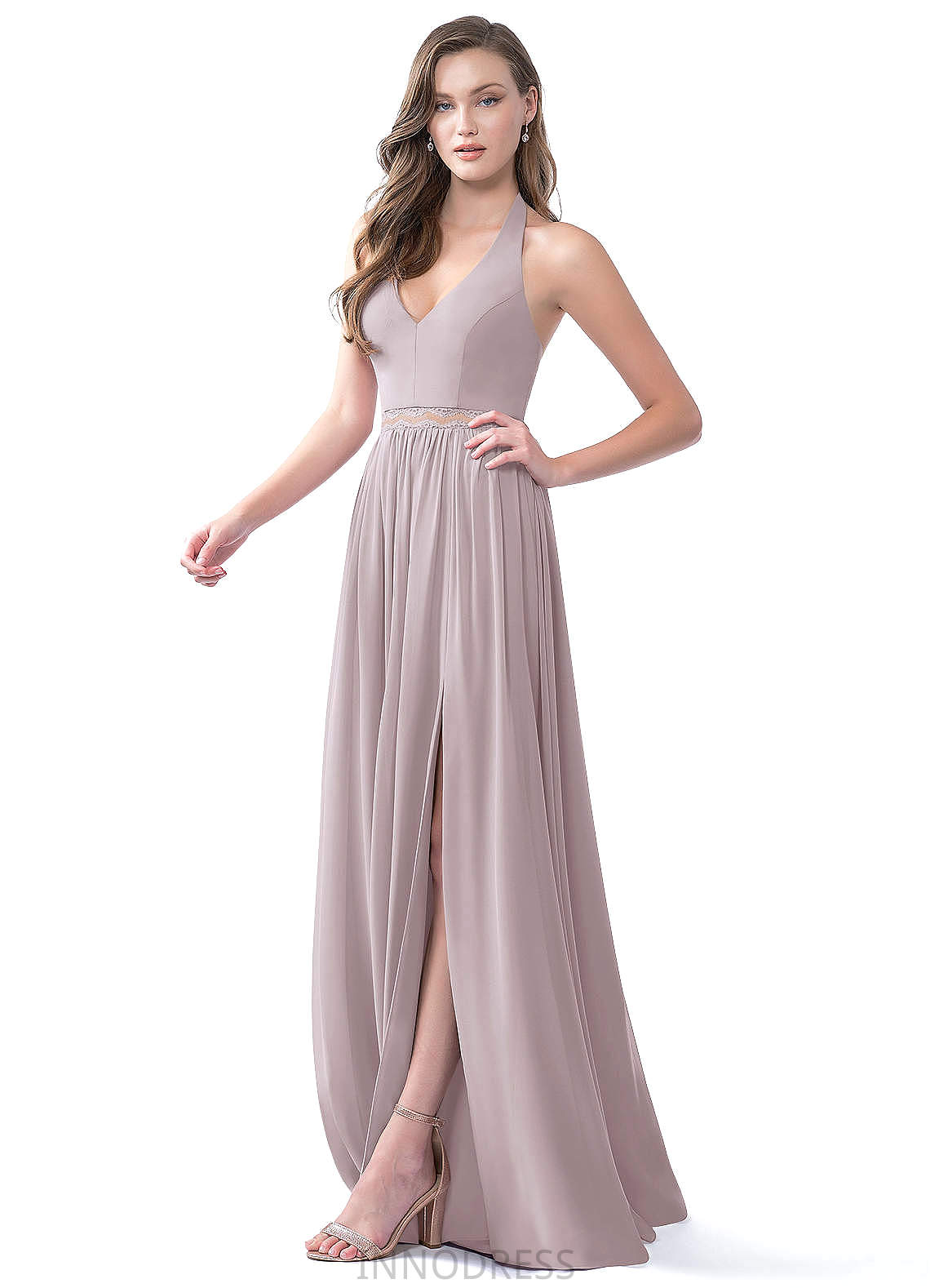 Olga Floor Length Sleeveless Natural Waist A-Line/Princess Spaghetti Staps Bridesmaid Dresses