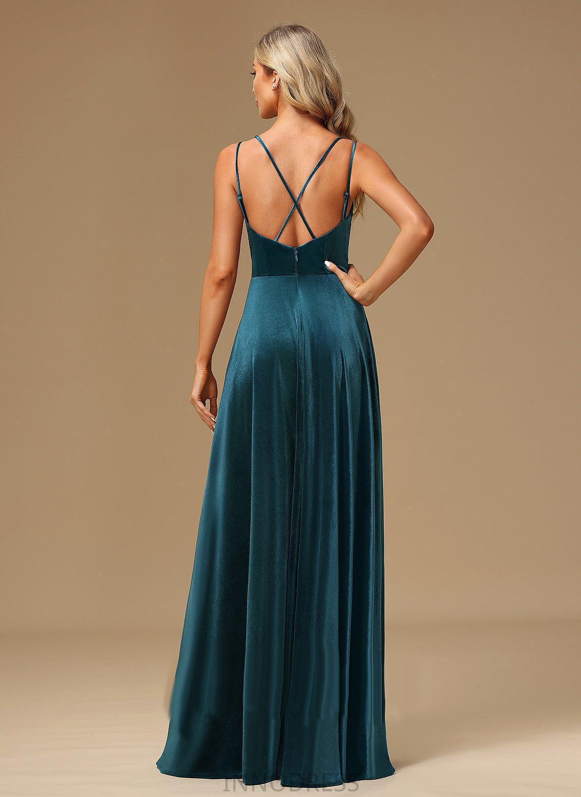 Neckline Embellishment Floor-Length V-neck A-Line SplitFront Silhouette Length Fabric Madalynn A-Line/Princess Floor Length Bridesmaid Dresses