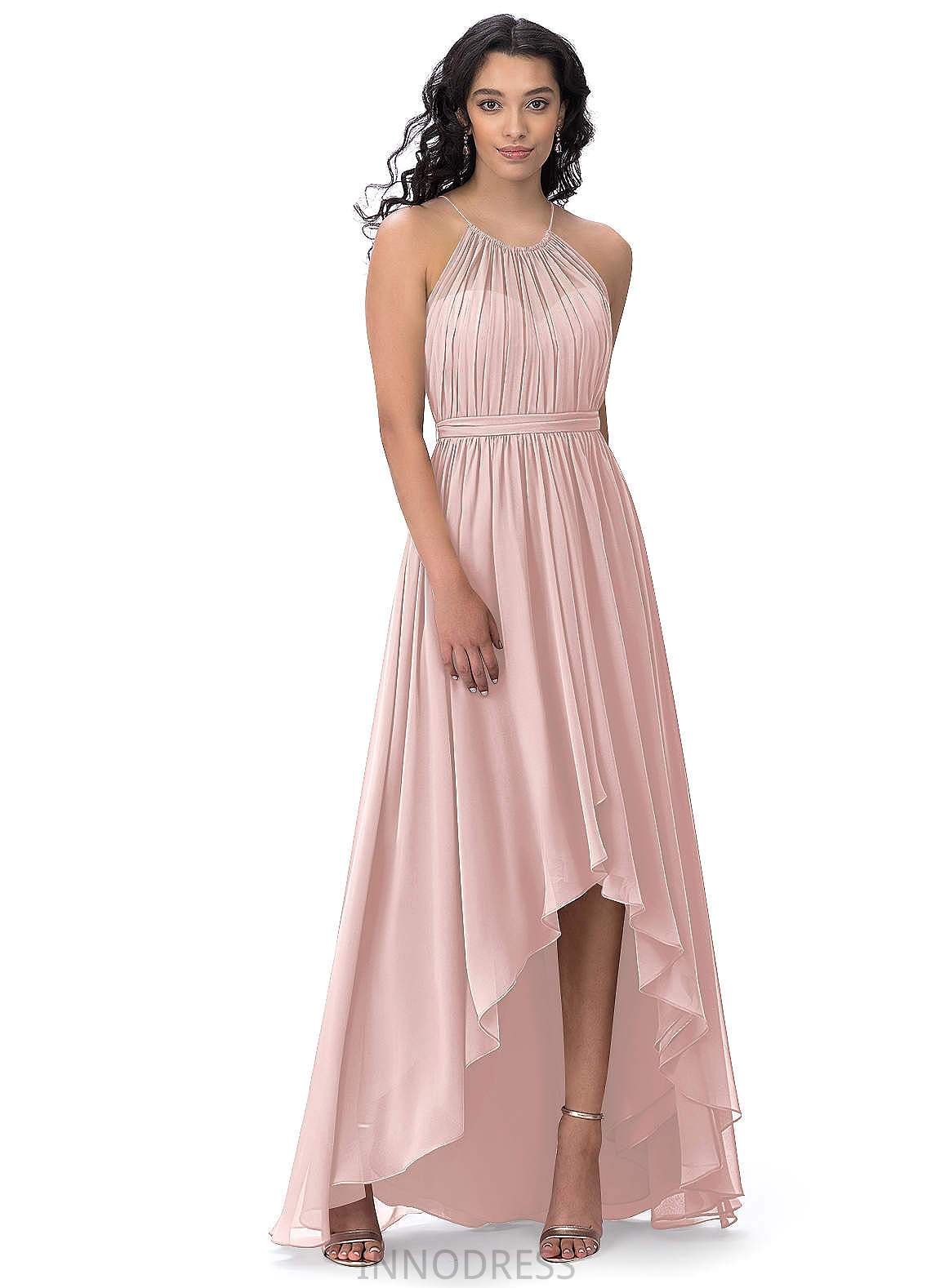 Susan Natural Waist A-Line/Princess Sleeveless Stretch Satin Floor Length Straps Bridesmaid Dresses