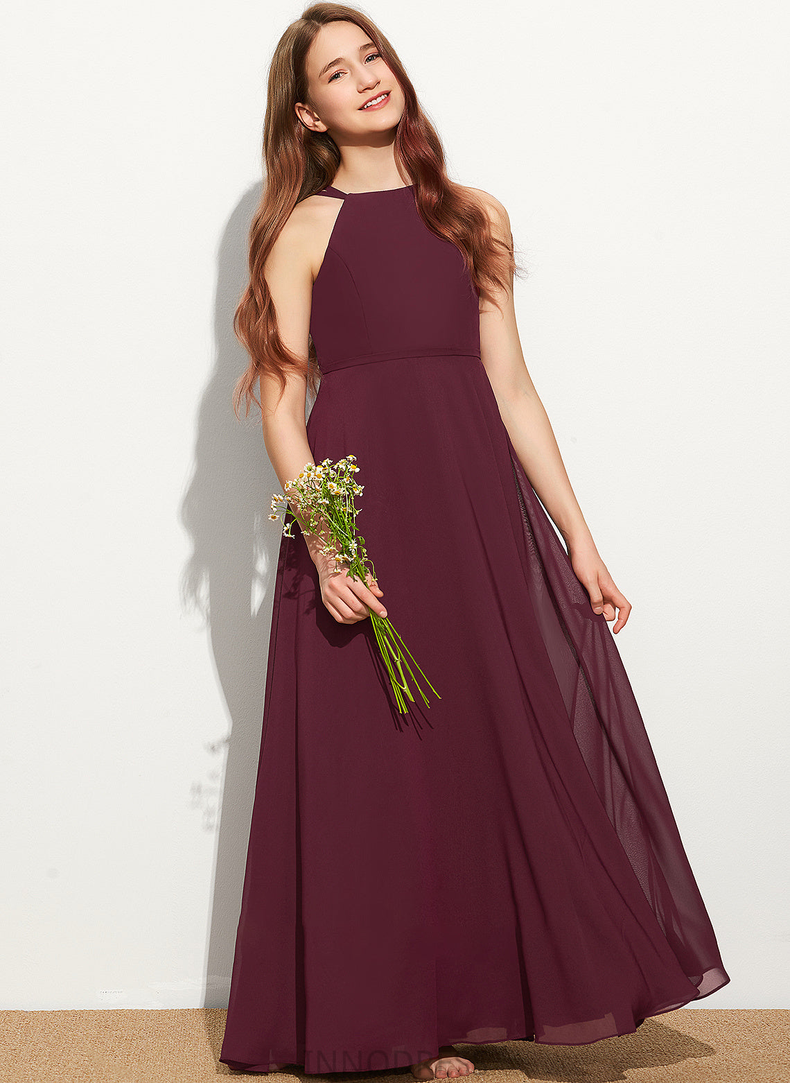 Junior Bridesmaid Dresses Danica Scoop Neck A-Line Floor-Length Chiffon