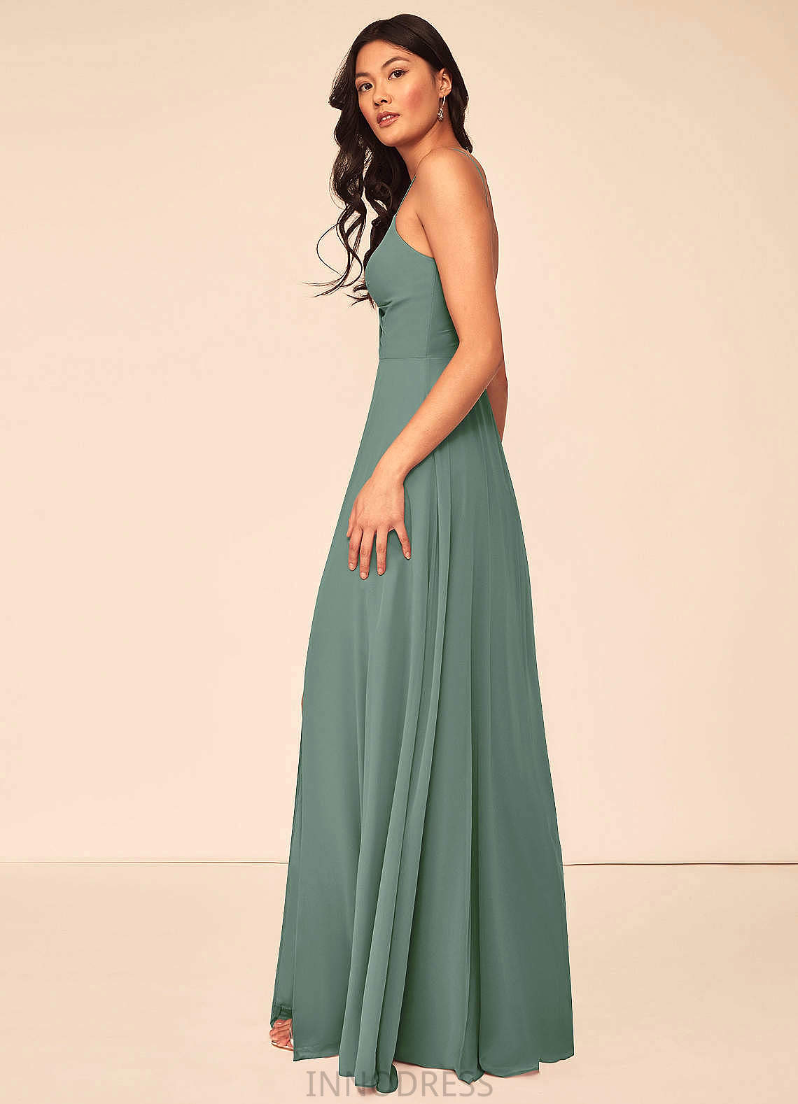 Dakota Natural Waist Floor Length Sleeveless Off The Shoulder Sheath/Column Bridesmaid Dresses