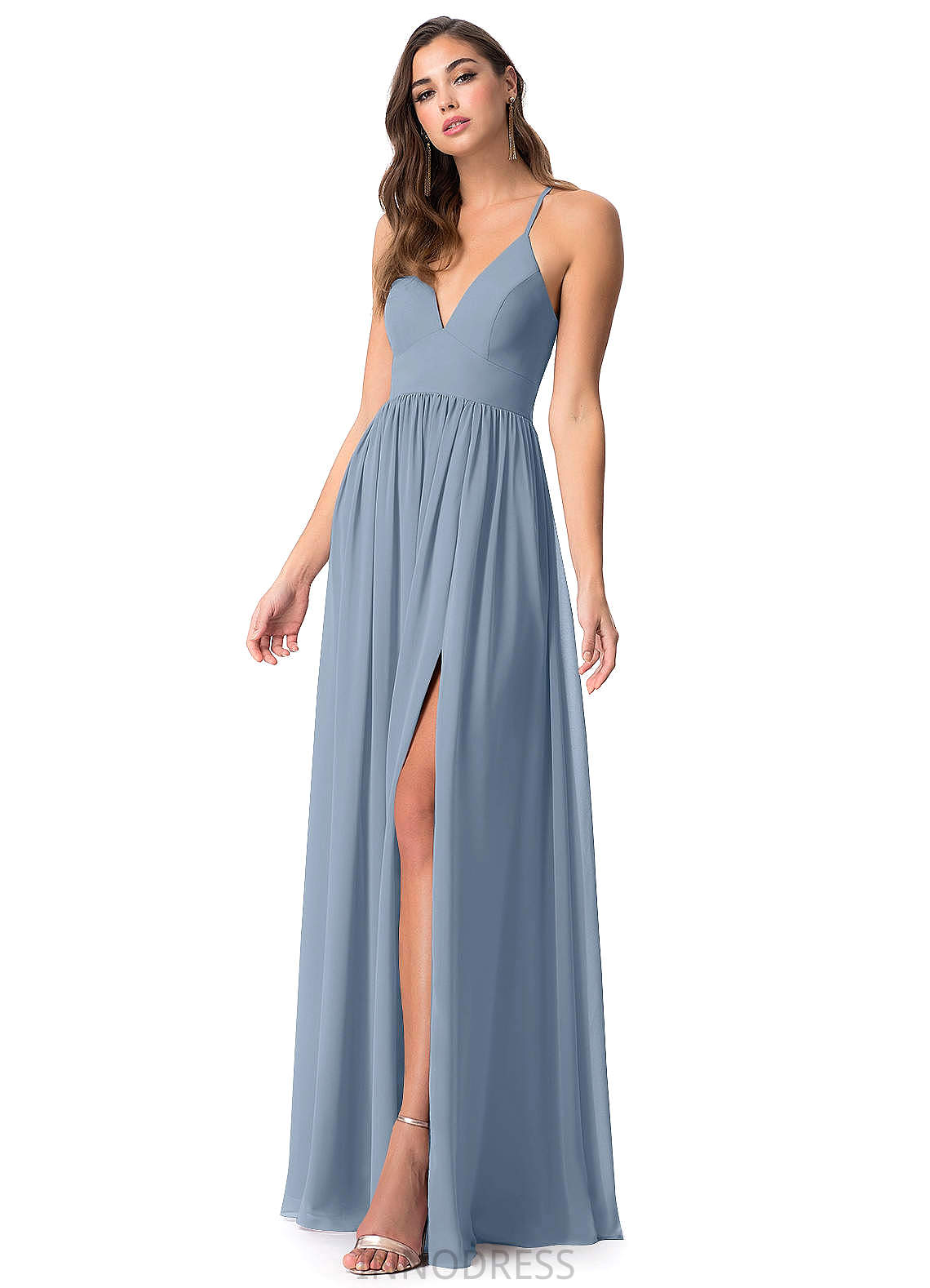 Alisa Natural Waist Sleeveless A-Line/Princess V-Neck Floor Length Bridesmaid Dresses