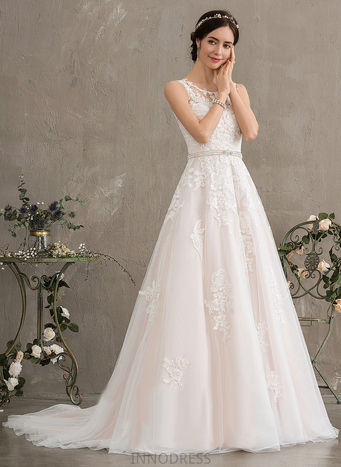 Dress Train Scoop Juliana With Sequins Neck Court Tulle Wedding Dresses Ball-Gown/Princess Wedding Beading Lace