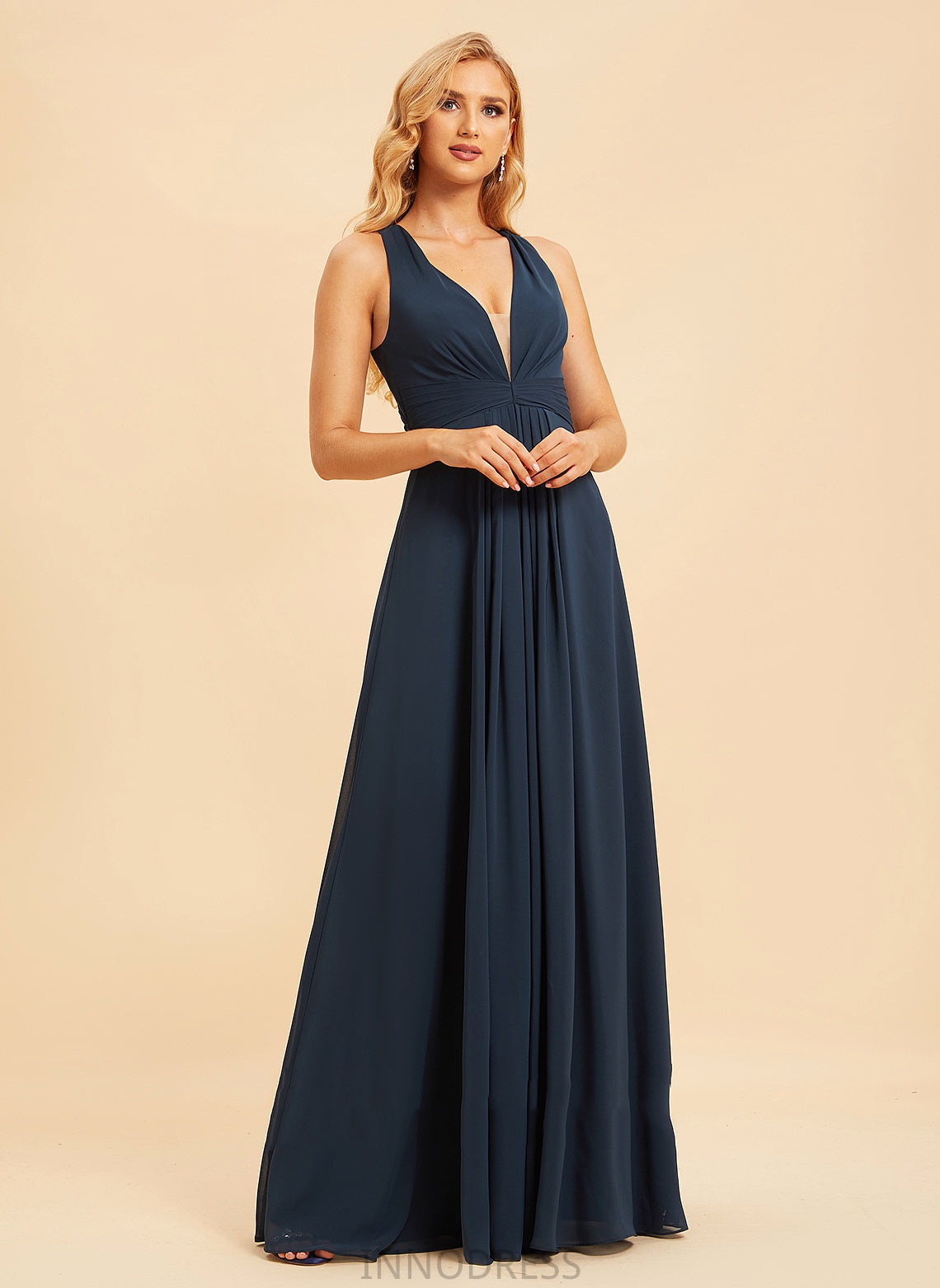 Neckline Length Ruffle Embellishment A-Line V-neck Floor-Length Silhouette Fabric Laura Spaghetti Staps Floor Length Bridesmaid Dresses