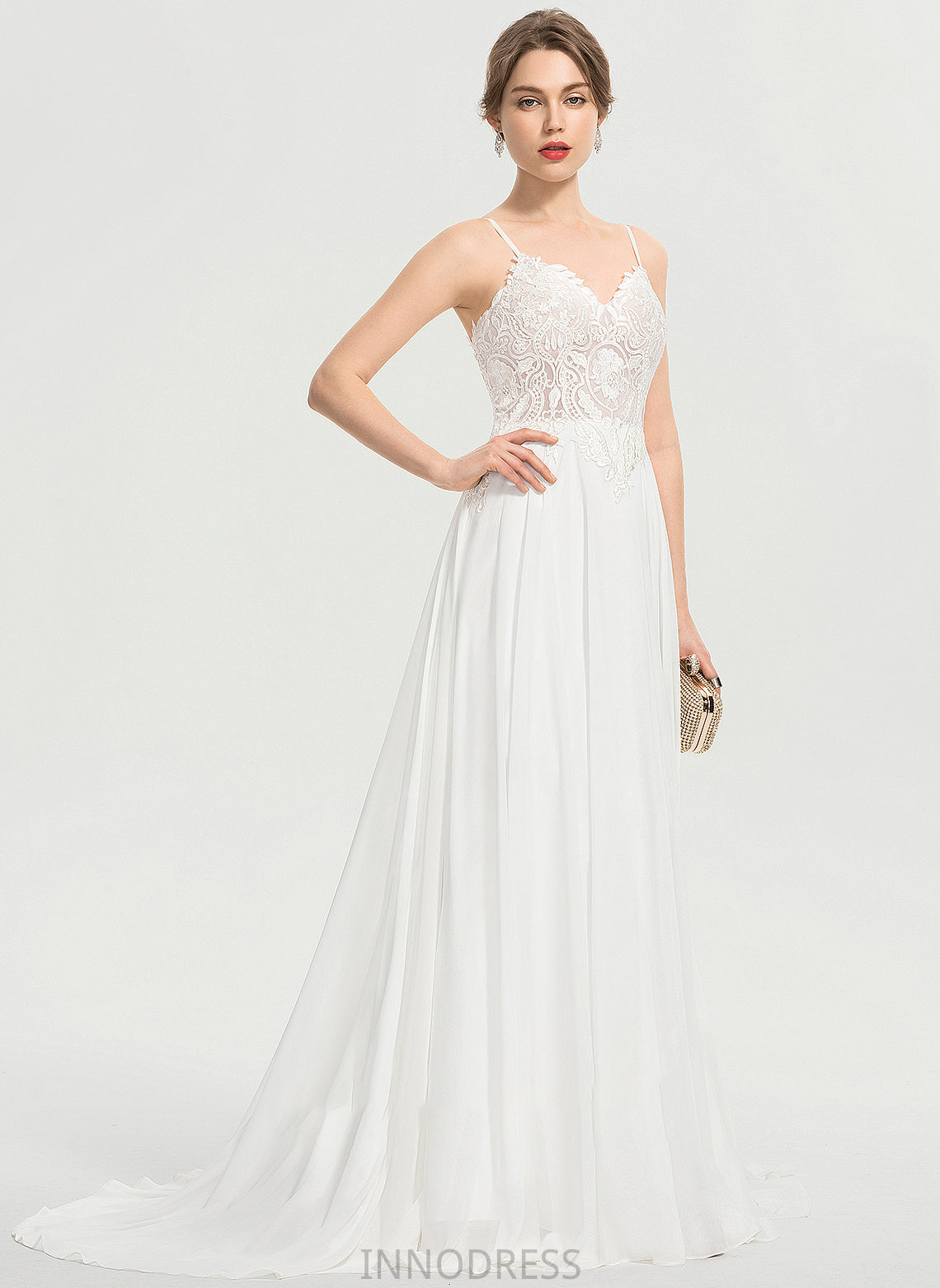 Train Talia With A-Line Sweep Split Wedding Front Wedding Dresses Dress V-neck Chiffon