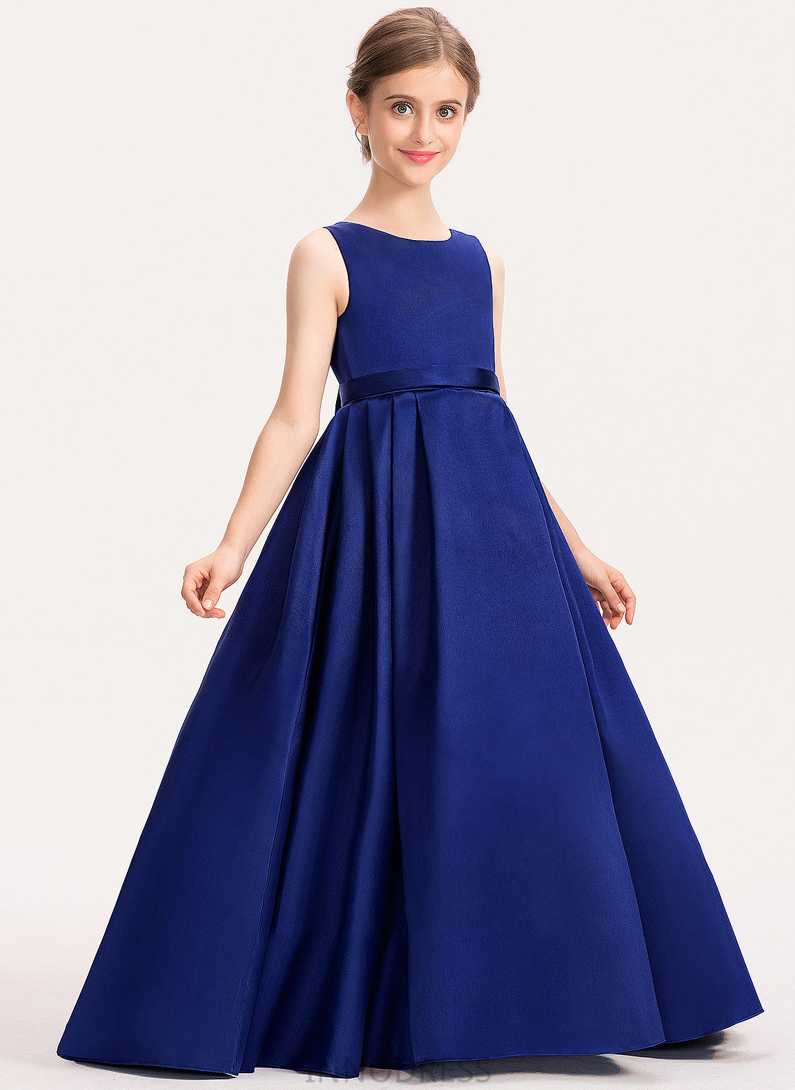 Sweep Diana With Bow(s) Satin Train Scoop Junior Bridesmaid Dresses Neck Ball-Gown/Princess