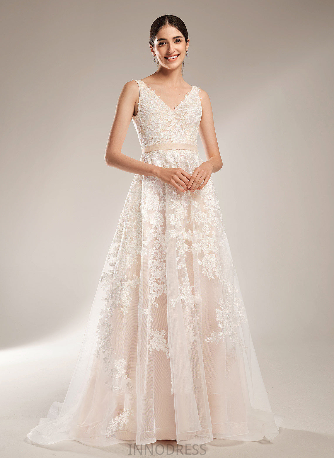 A-Line Train Court V-neck Wedding Wedding Dresses Jaiden Dress