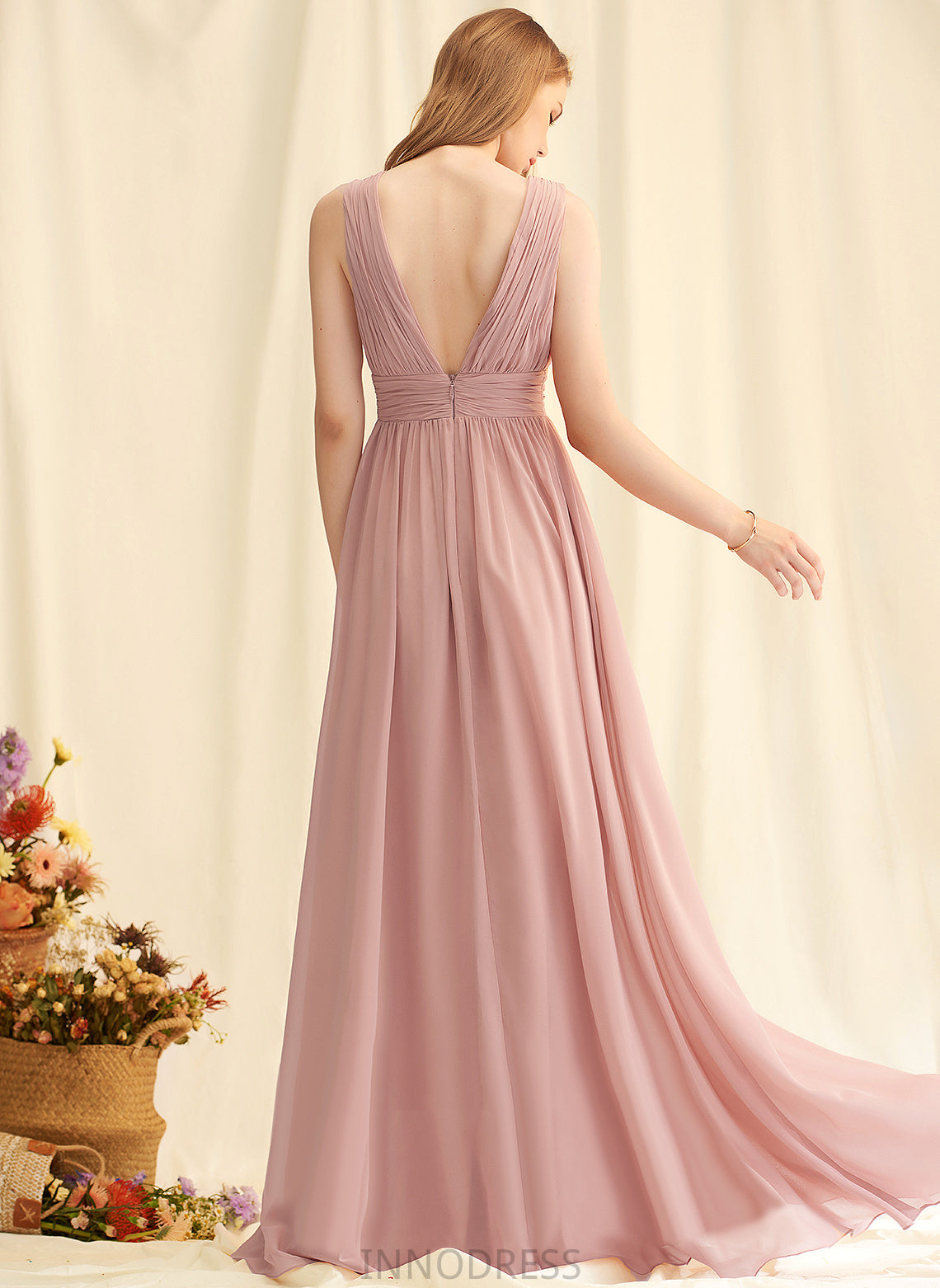 Silhouette Fabric Straps&Sleeves V-neck Neckline Length A-Line Floor-Length Rhoda Bridesmaid Dresses