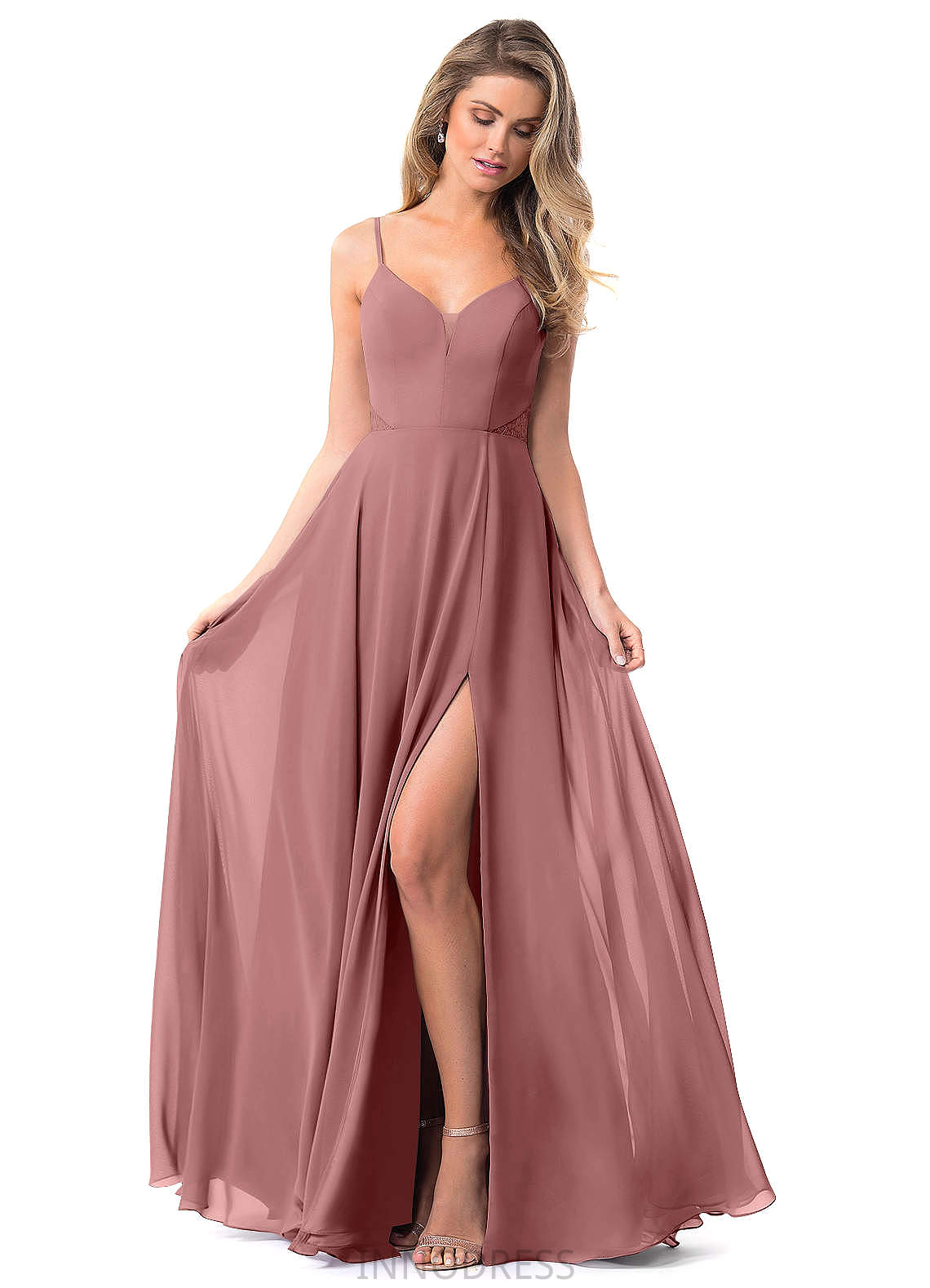 Marlene Floor Length Natural Waist Short Sleeves A-Line/Princess V-Neck Bridesmaid Dresses