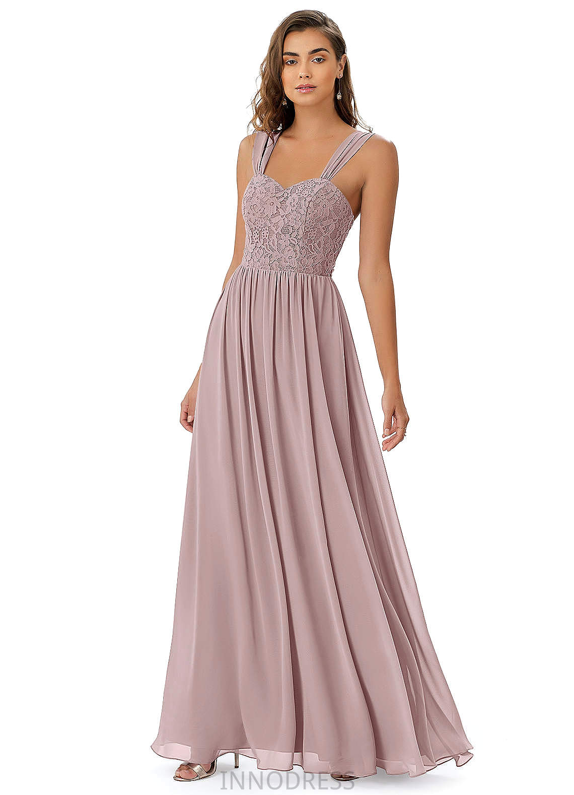 Nora Sleeveless Natural Waist V-Neck Floor Length A-Line/Princess Bridesmaid Dresses