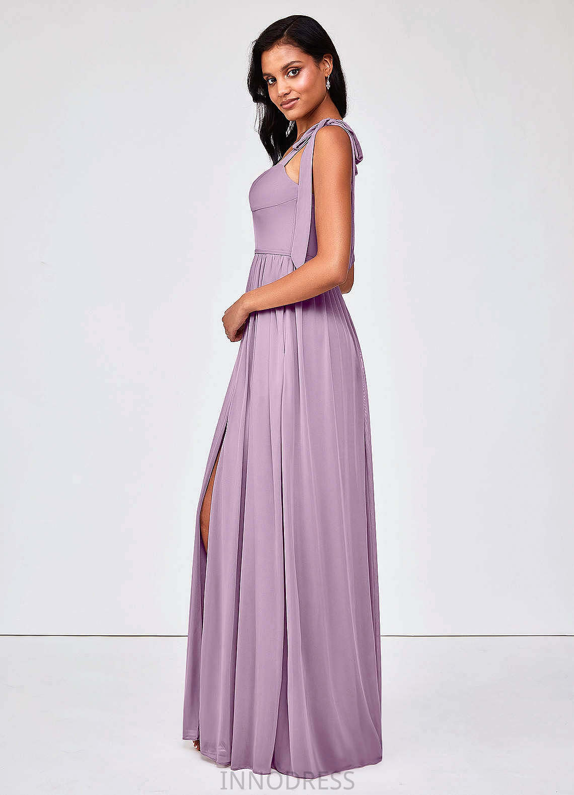 Isabella A-Line/Princess Sleeveless Floor Length Natural Waist Straps Bridesmaid Dresses