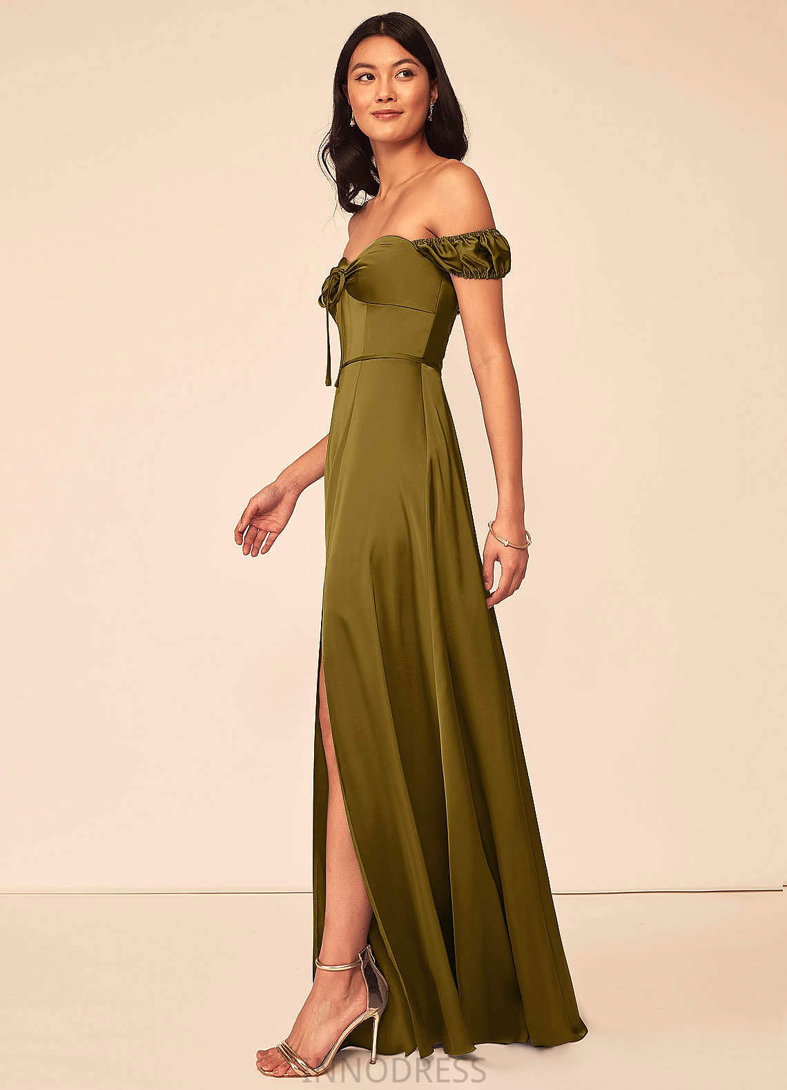 Macey Floor Length Sleeveless A-Line/Princess Natural Waist Spaghetti Staps Bridesmaid Dresses