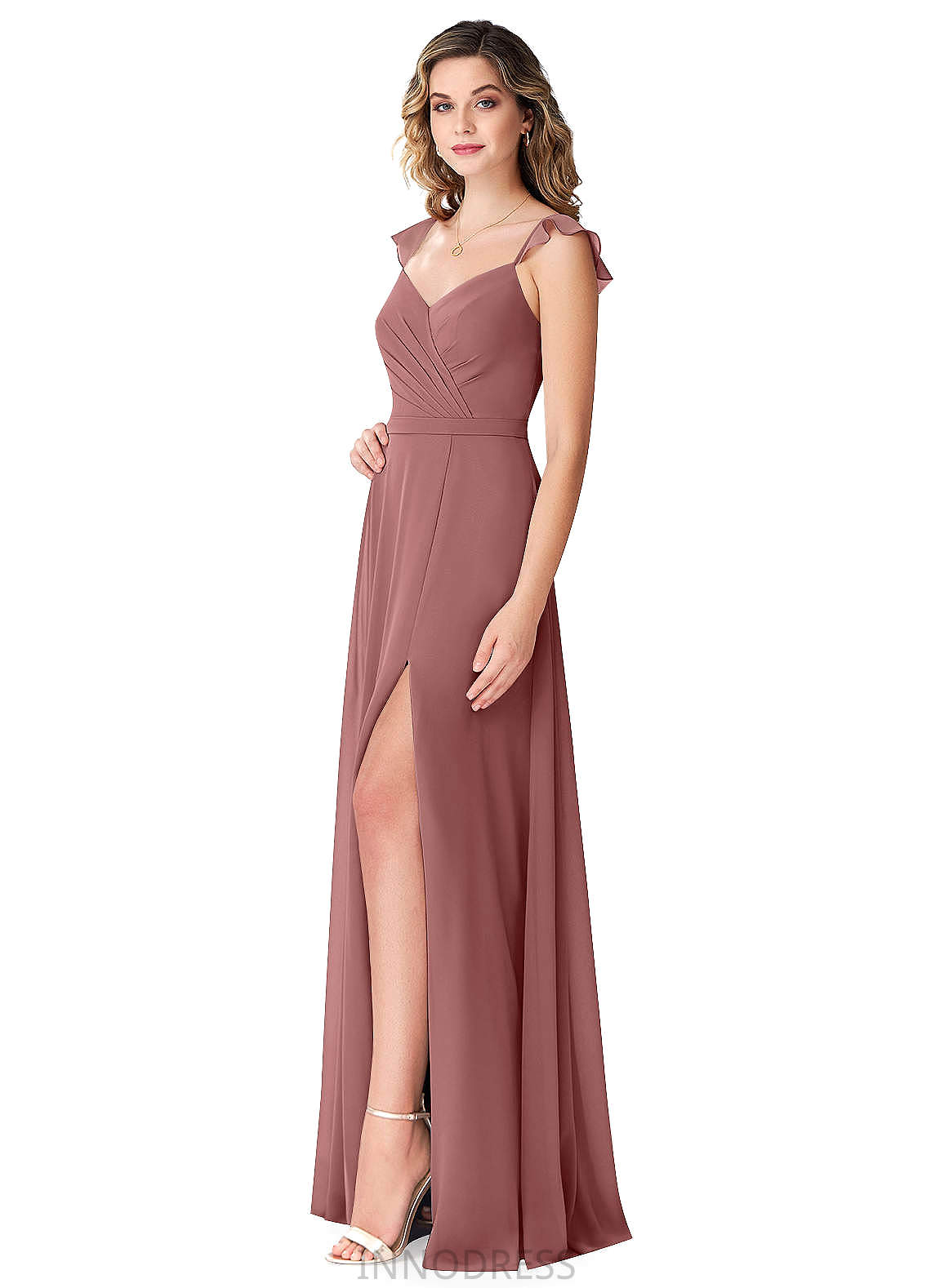 Kelsie Floor Length A-Line/Princess Natural Waist Sleeveless Spaghetti Staps Bridesmaid Dresses