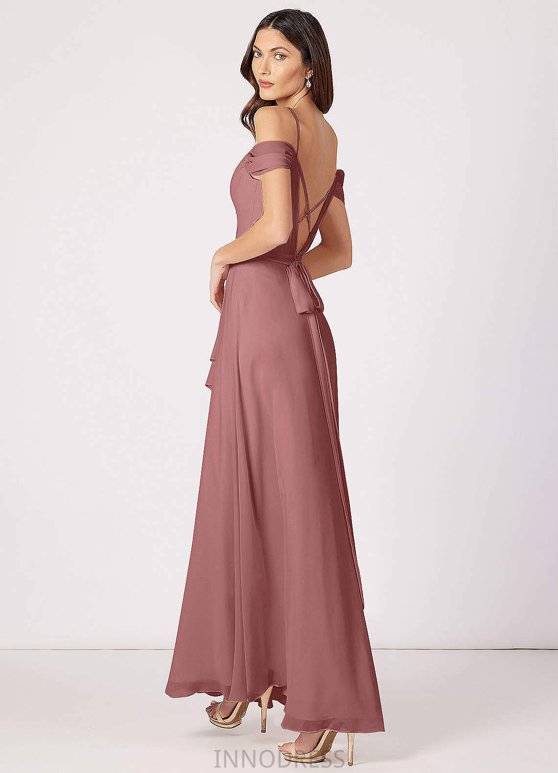 Cailyn Natural Waist Spaghetti Staps Sleeveless A-Line/Princess Floor Length Bridesmaid Dresses