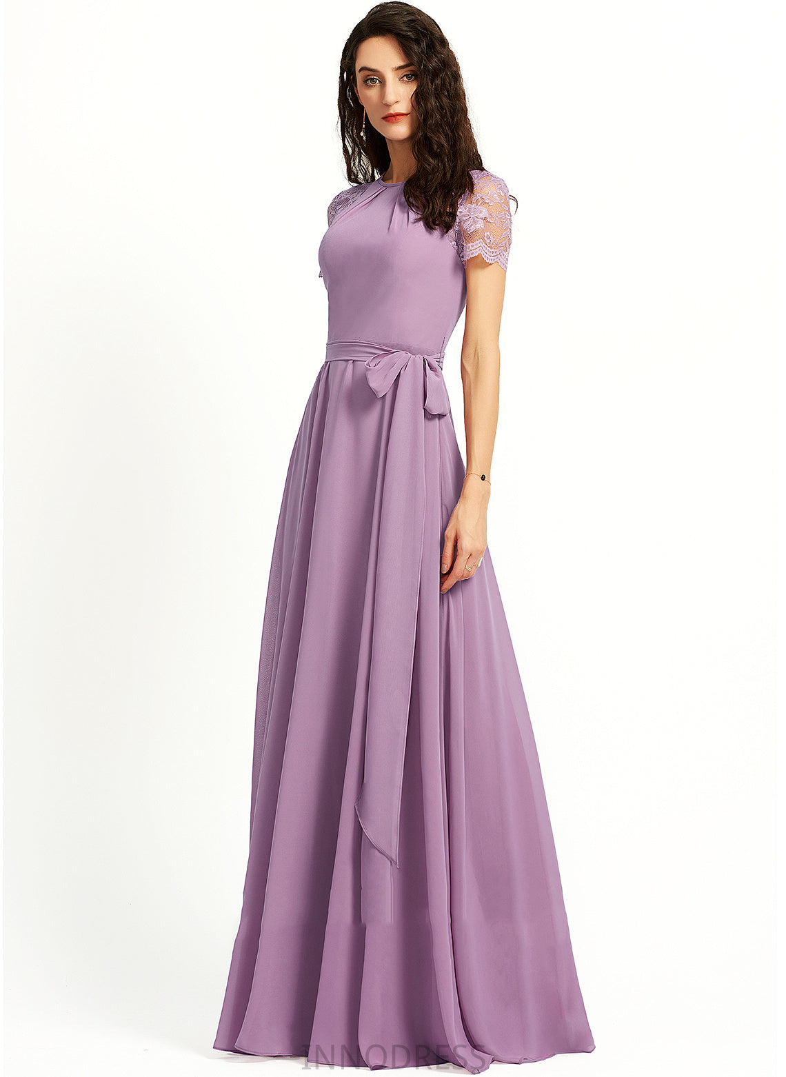 Fabric Length Floor-Length Straps Lace Silhouette ScoopNeck A-Line Neckline Gracie Floor Length Stretch Satin Bridesmaid Dresses