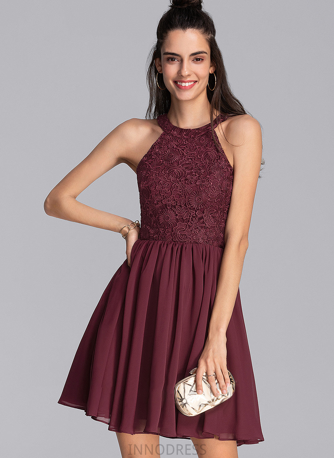 Prom Dresses Shirley Scoop Neck Chiffon A-Line Short/Mini