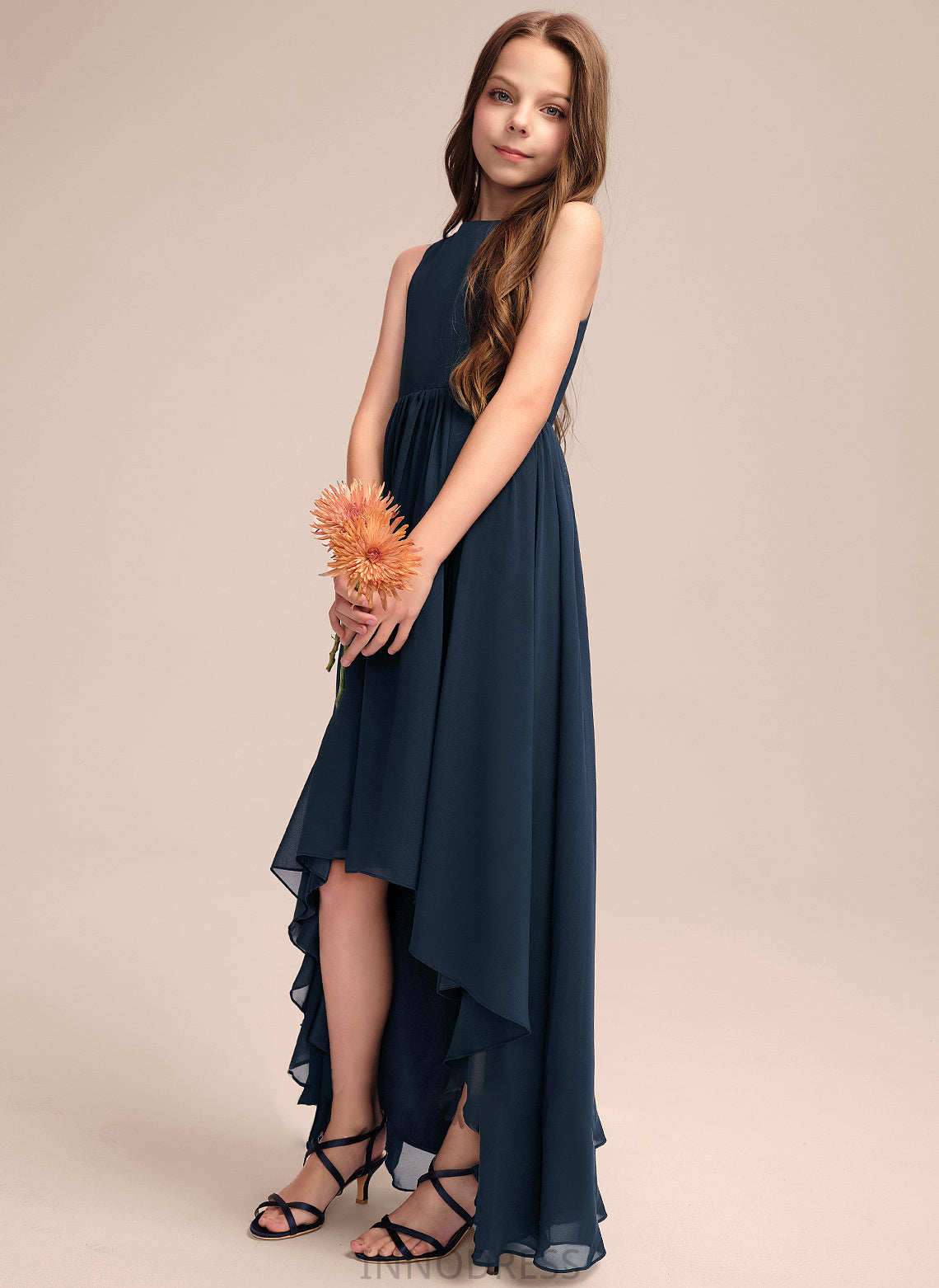 Scoop Chiffon Junior Bridesmaid Dresses Aspen A-Line Asymmetrical Neck